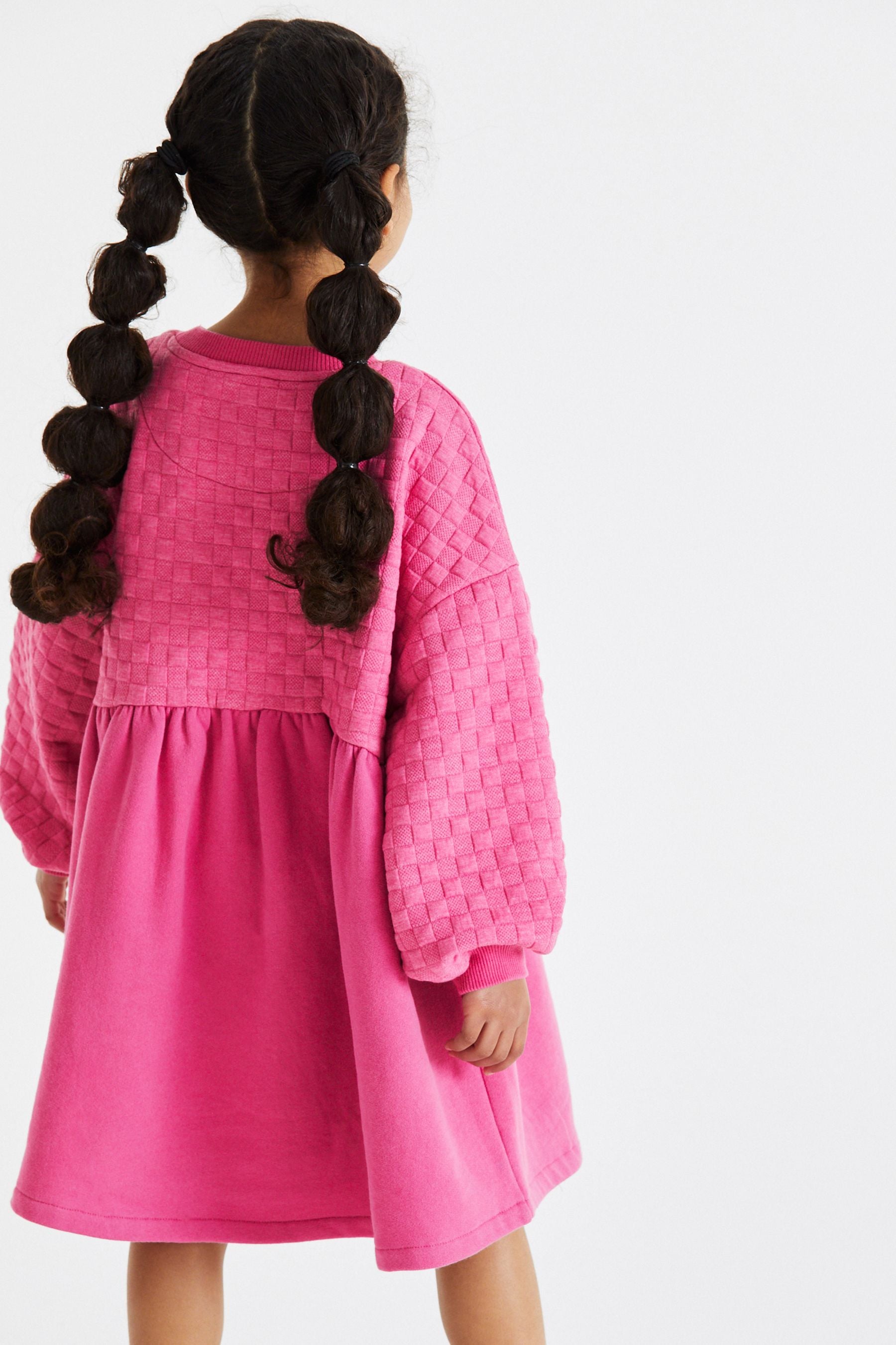 Pink Quilted Cosy Long Sleeve Dress (3-16yrs)