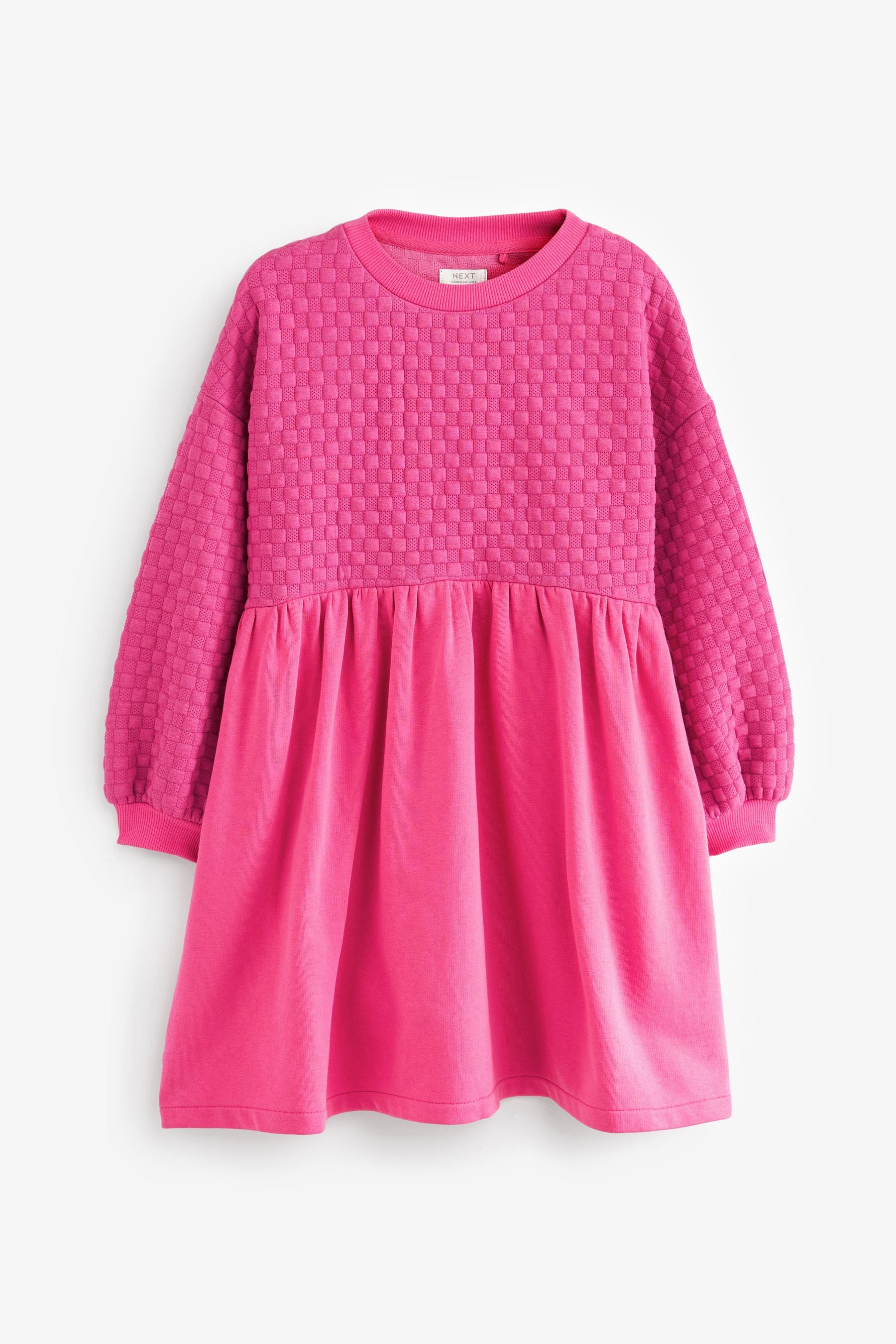 Pink Quilted Cosy Long Sleeve Dress (3-16yrs)