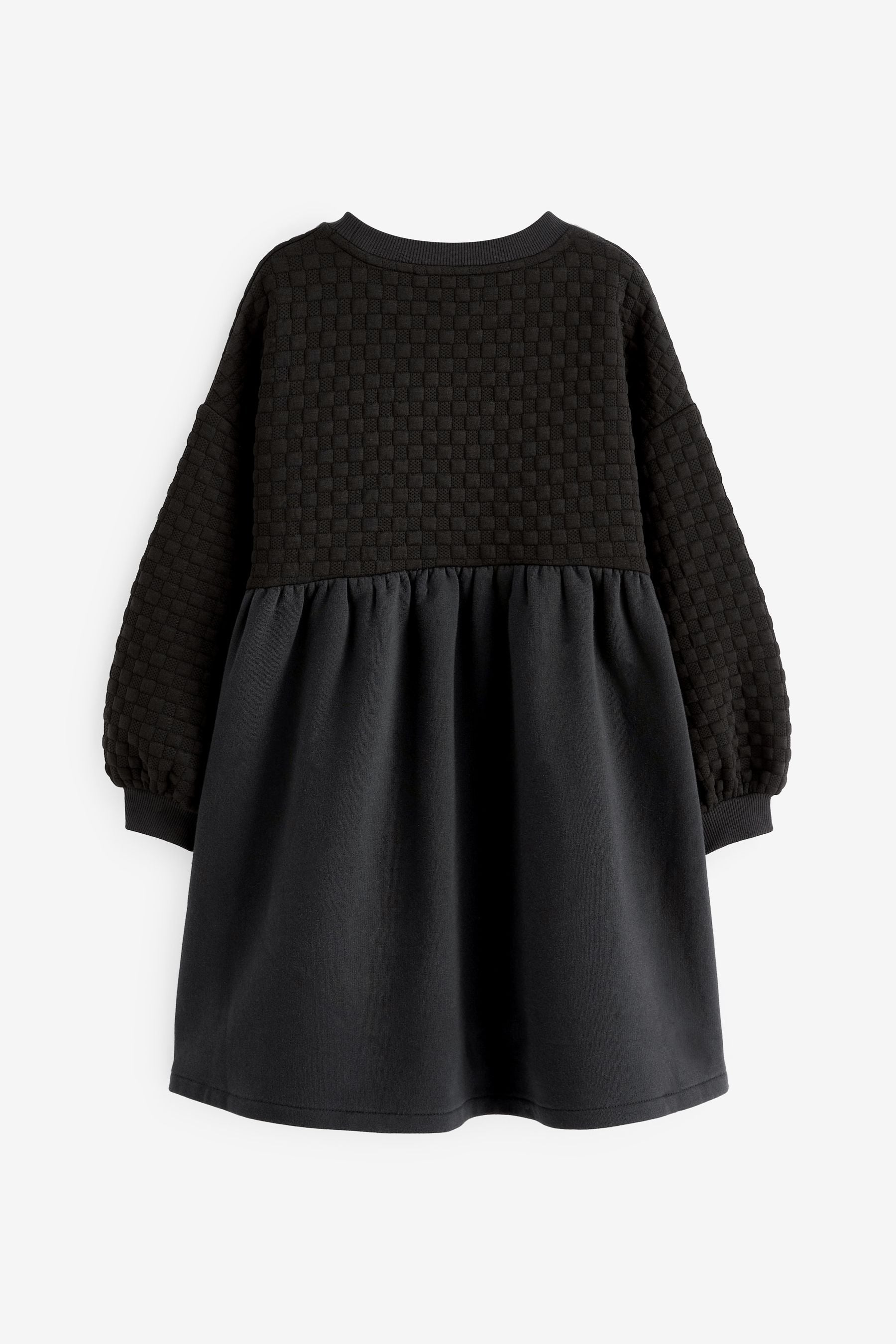 Black Quilted Cosy Long Sleeve Dress (3-16yrs)