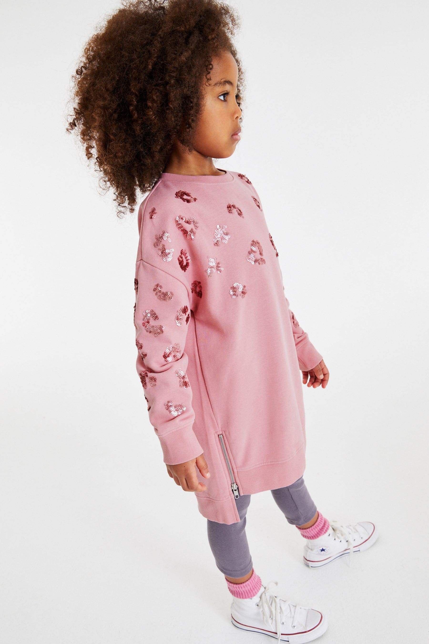 Pink Animal Sequin Soft Jumper Dress (3-16yrs)