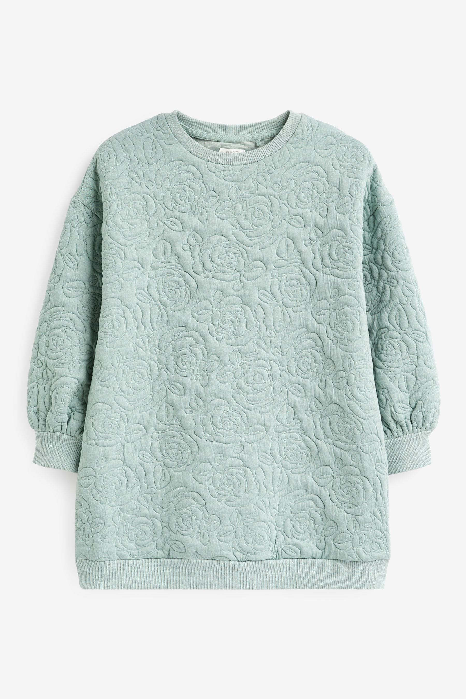 Mint Green/ Blue Floral Quilted Soft Jumper Dress (3-16yrs)