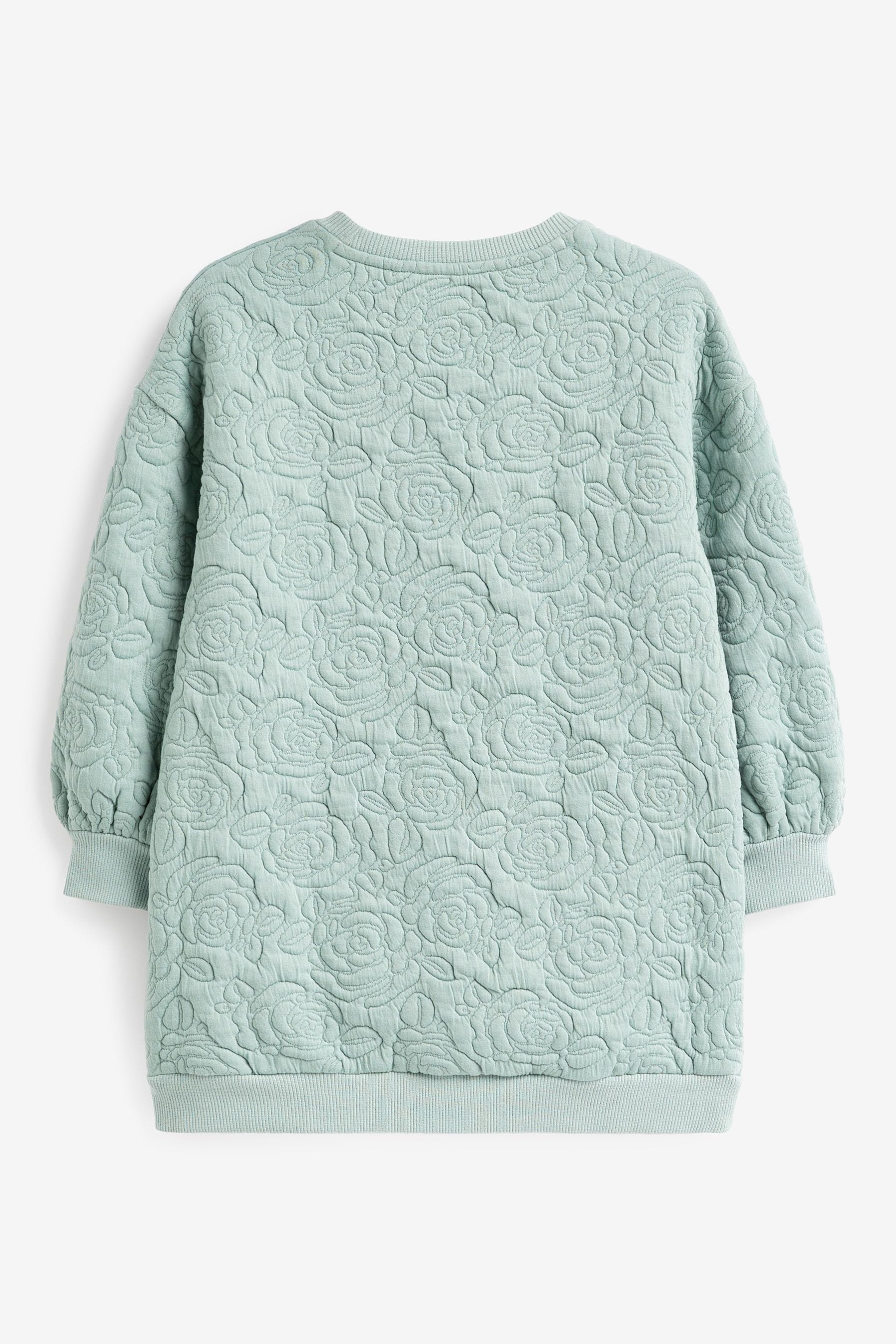 Mint Green/ Blue Floral Quilted Soft Jumper Dress (3-16yrs)