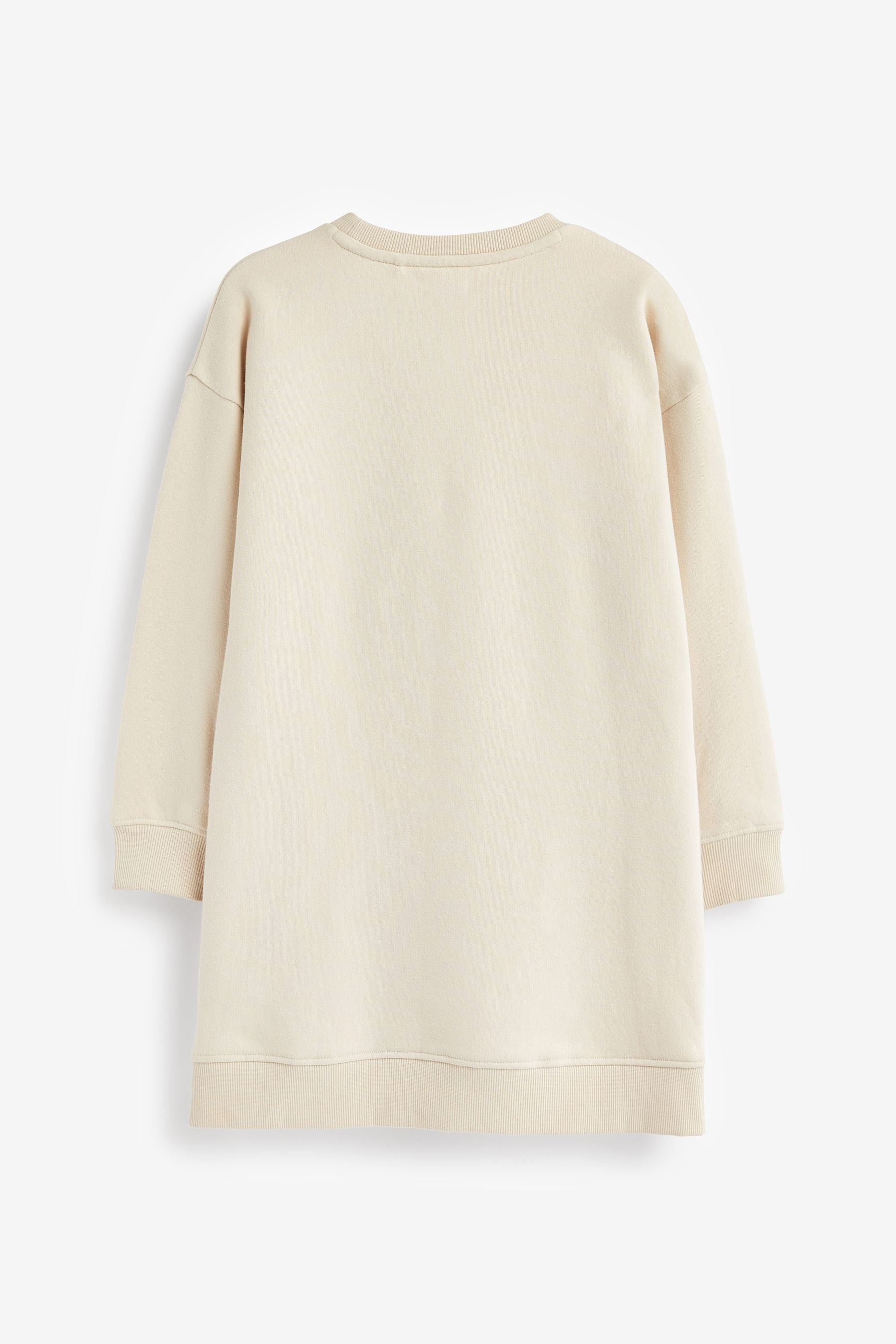 Neutral Pearl Embellished Soft Jumper Dress (3-16yrs)