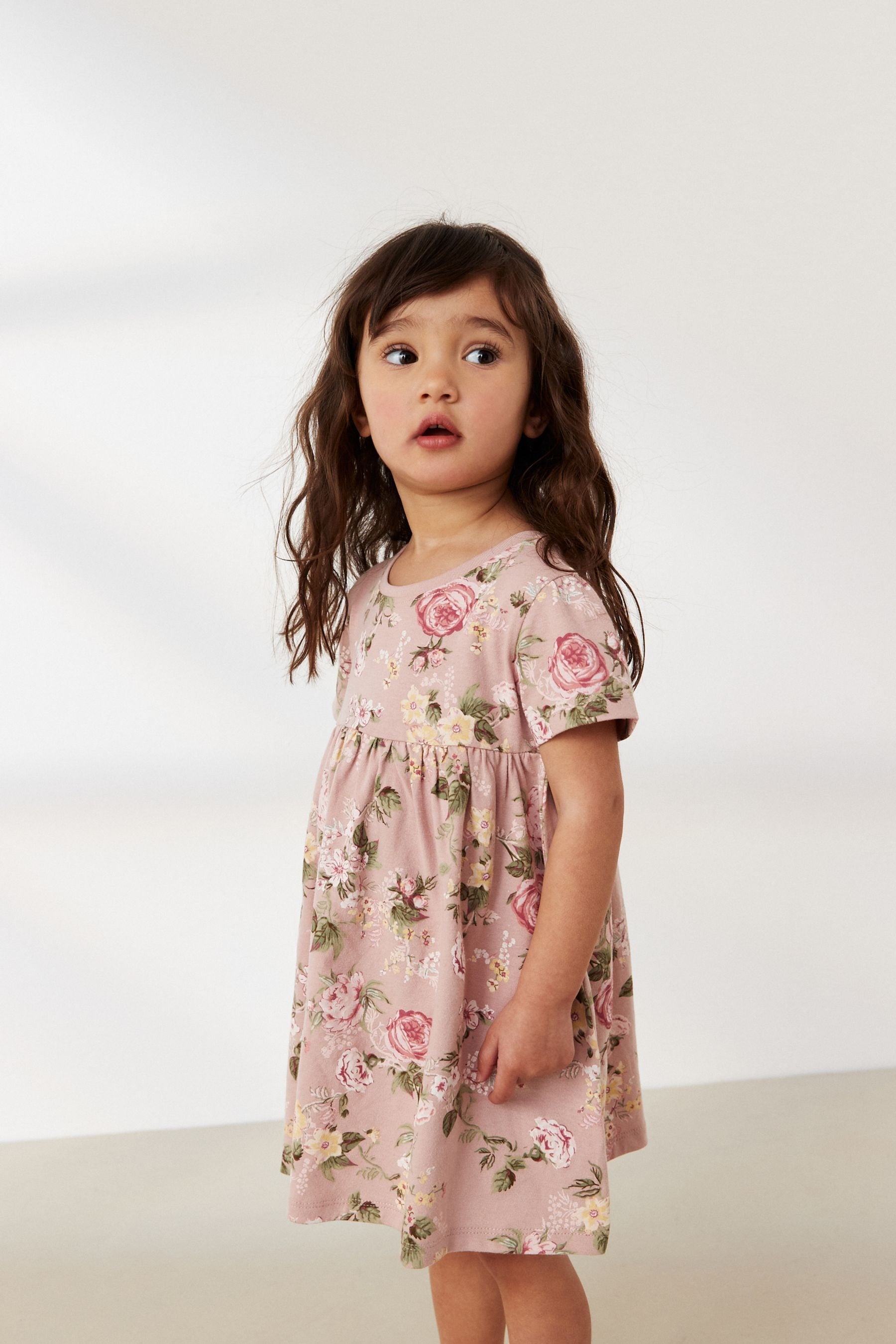 Rose Pink Short Sleeve Cotton Jersey Dress (3mths-7yrs)