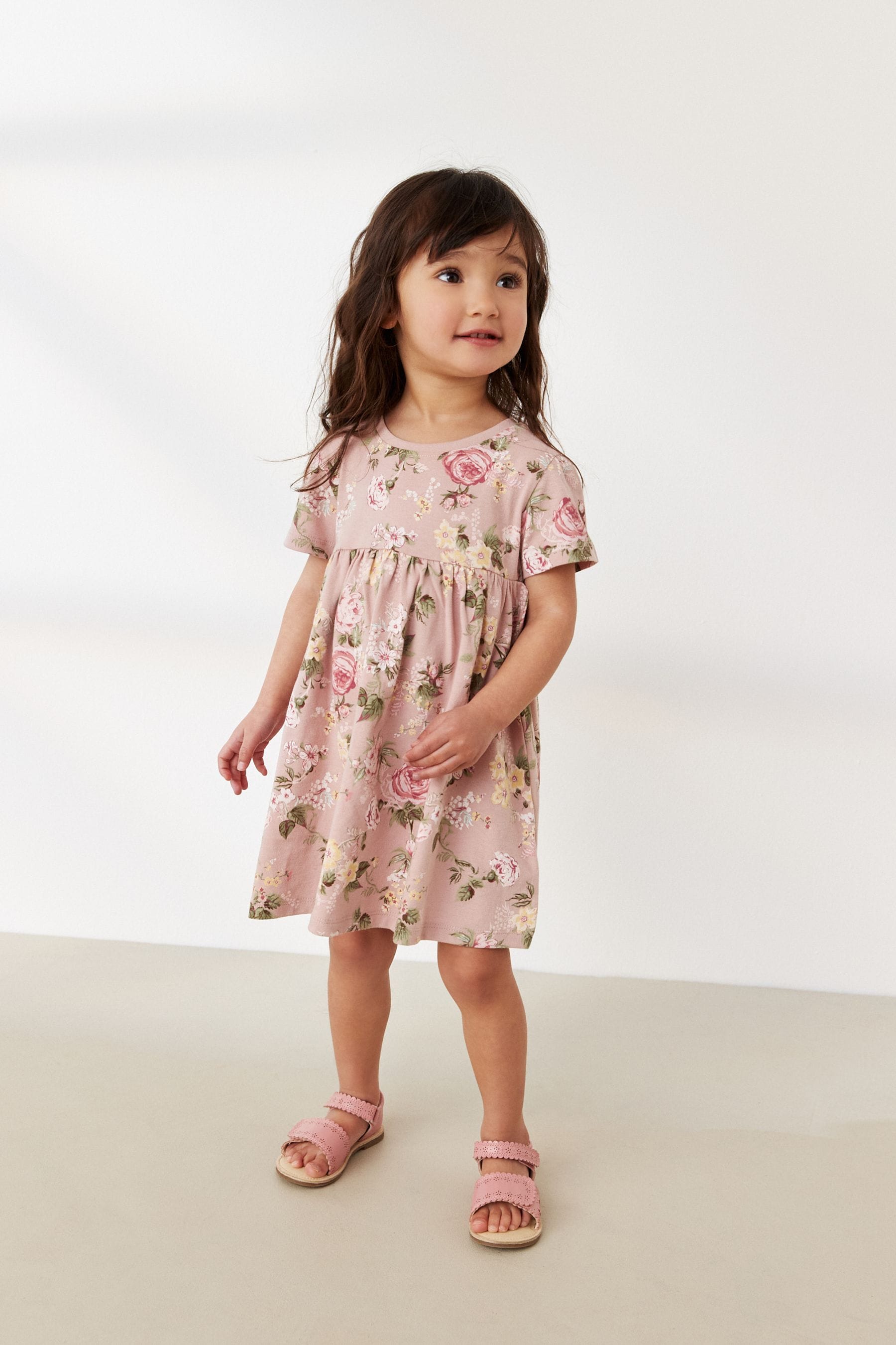 Rose Pink Short Sleeve Cotton Jersey Dress (3mths-7yrs)