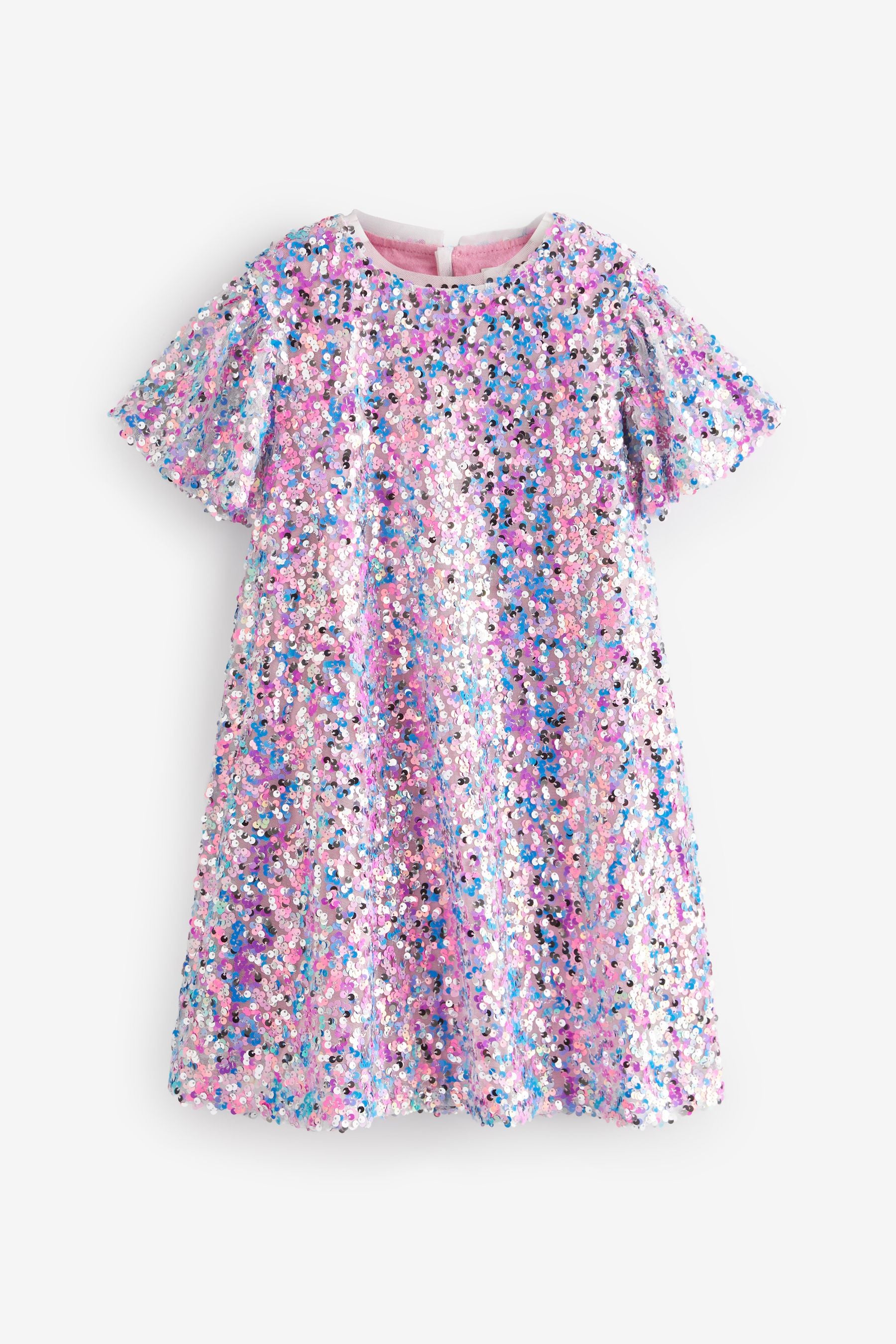 Pink/Blue/Silver Sequin Dress (3-16yrs)