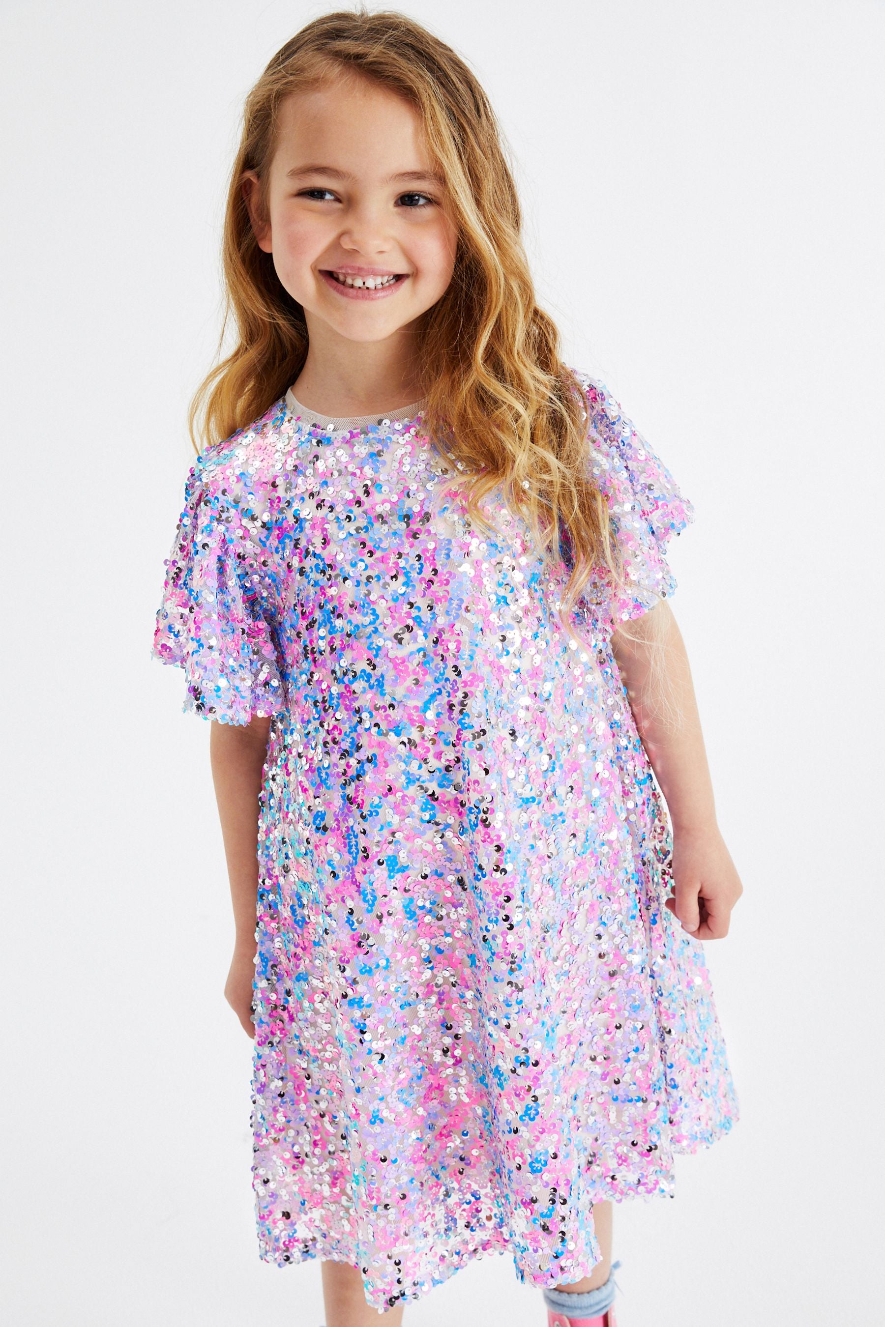 Pink/Blue/Silver Sequin Dress (3-16yrs)