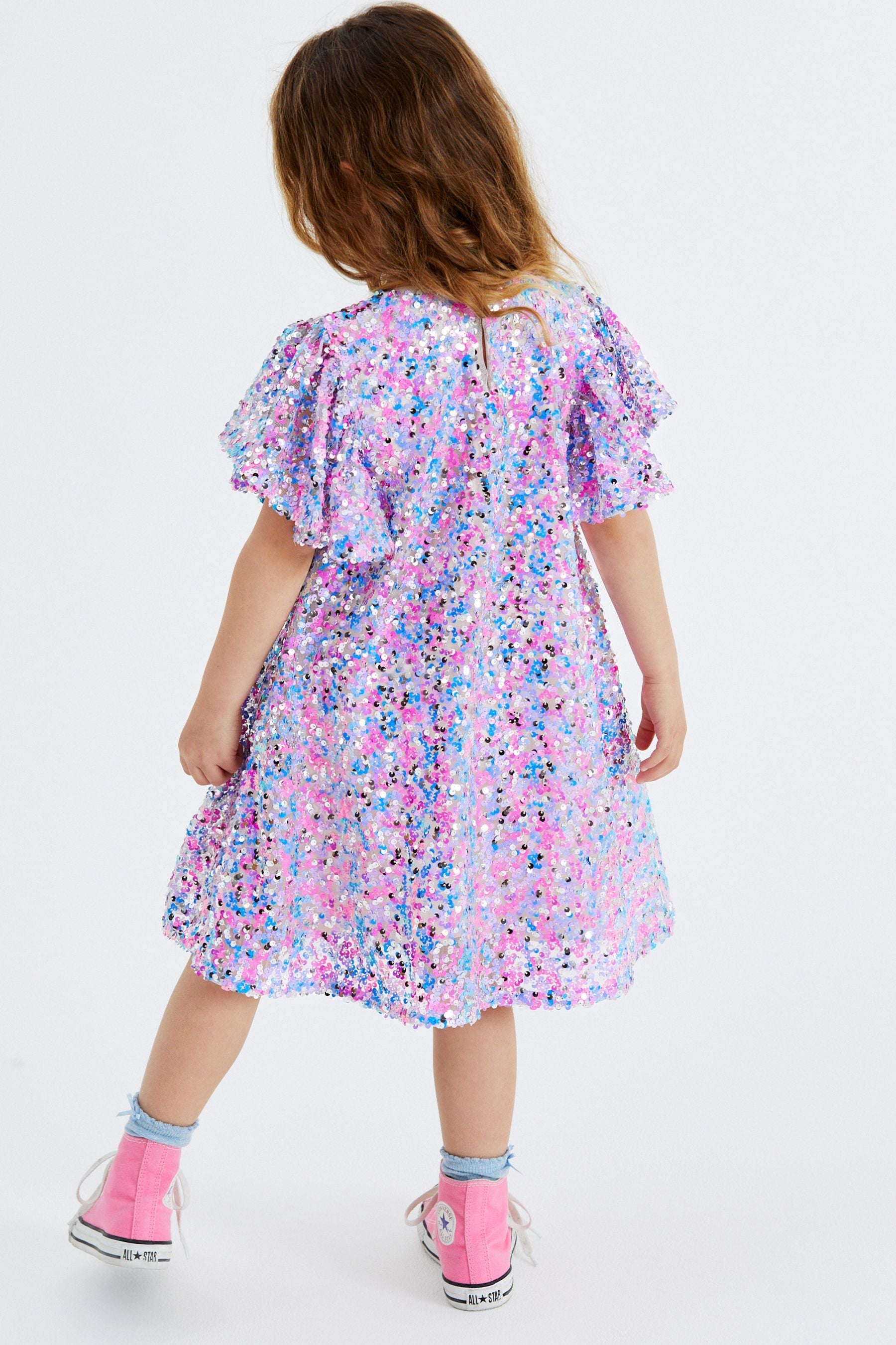 Pink/Blue/Silver Sequin Dress (3-16yrs)