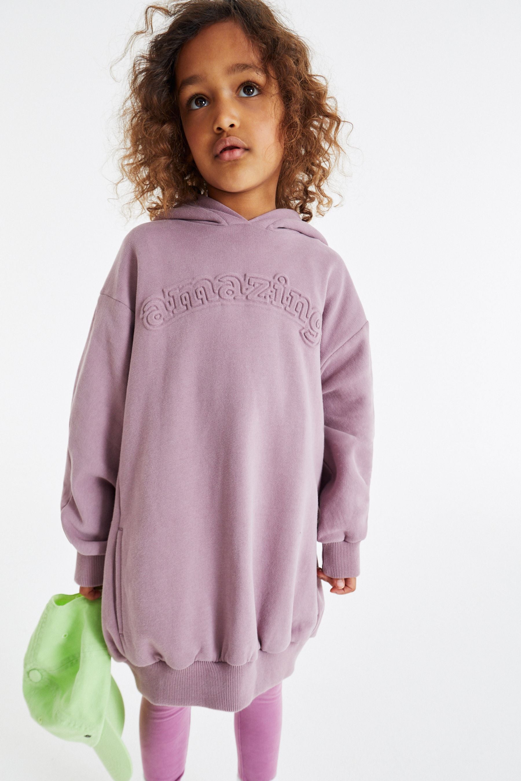 Purple Amazing Embossed Hoodie And Leggings Set (3-16yrs)