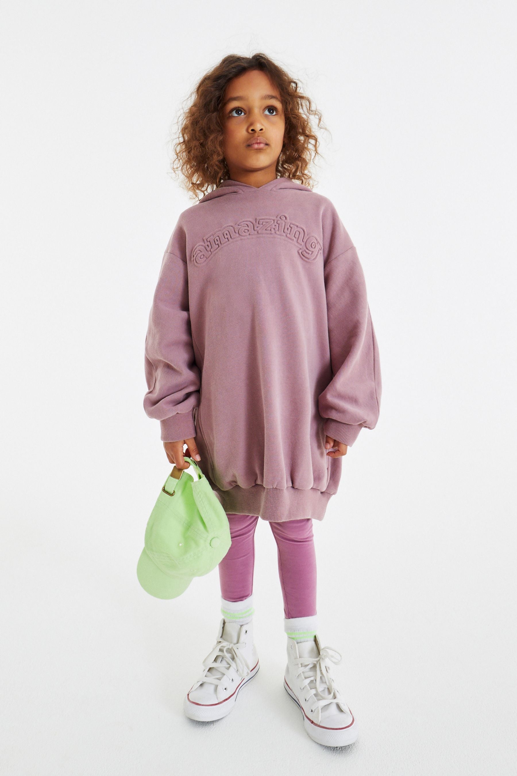 Purple Amazing Embossed Hoodie And Leggings Set (3-16yrs)