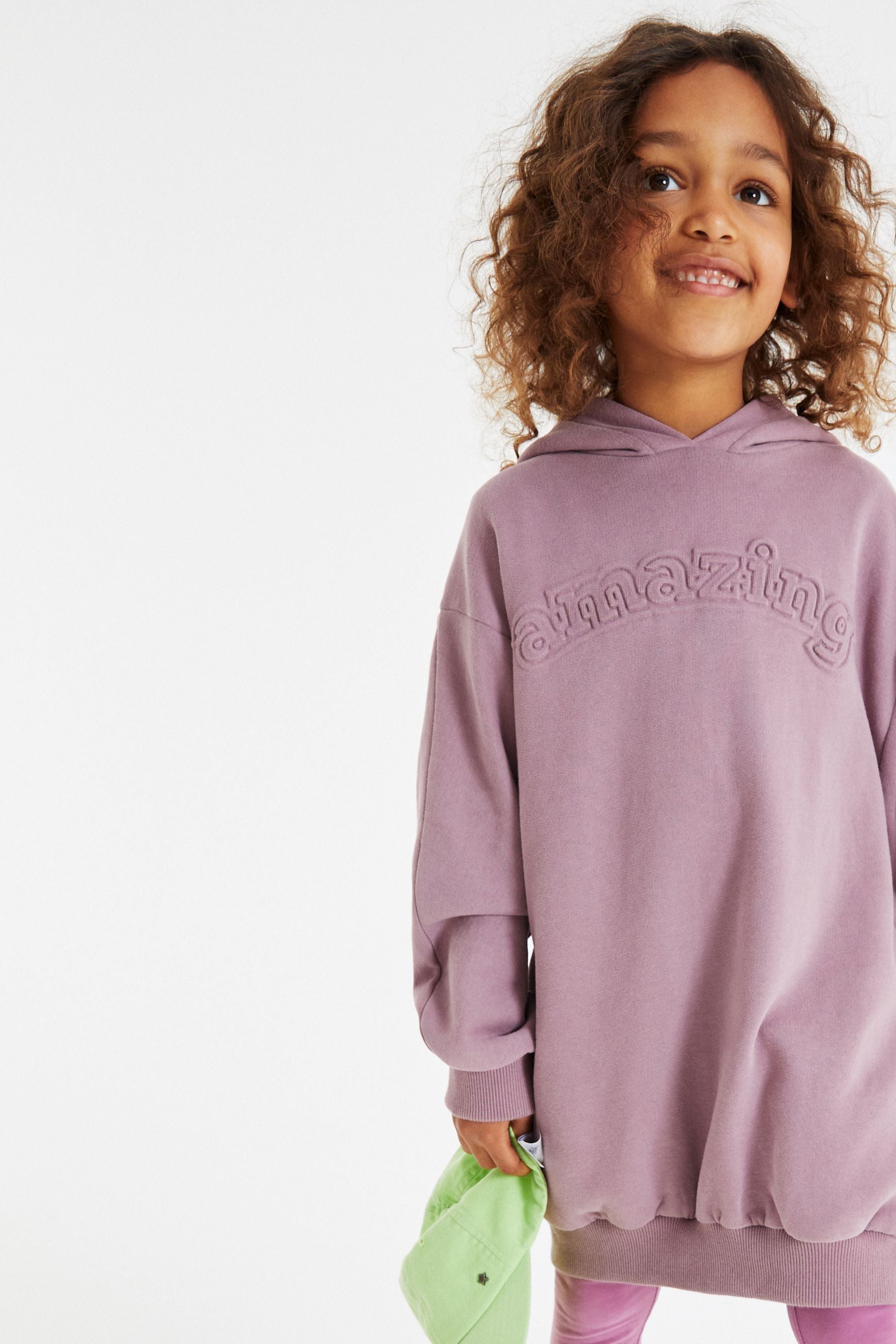 Purple Amazing Embossed Hoodie And Leggings Set (3-16yrs)