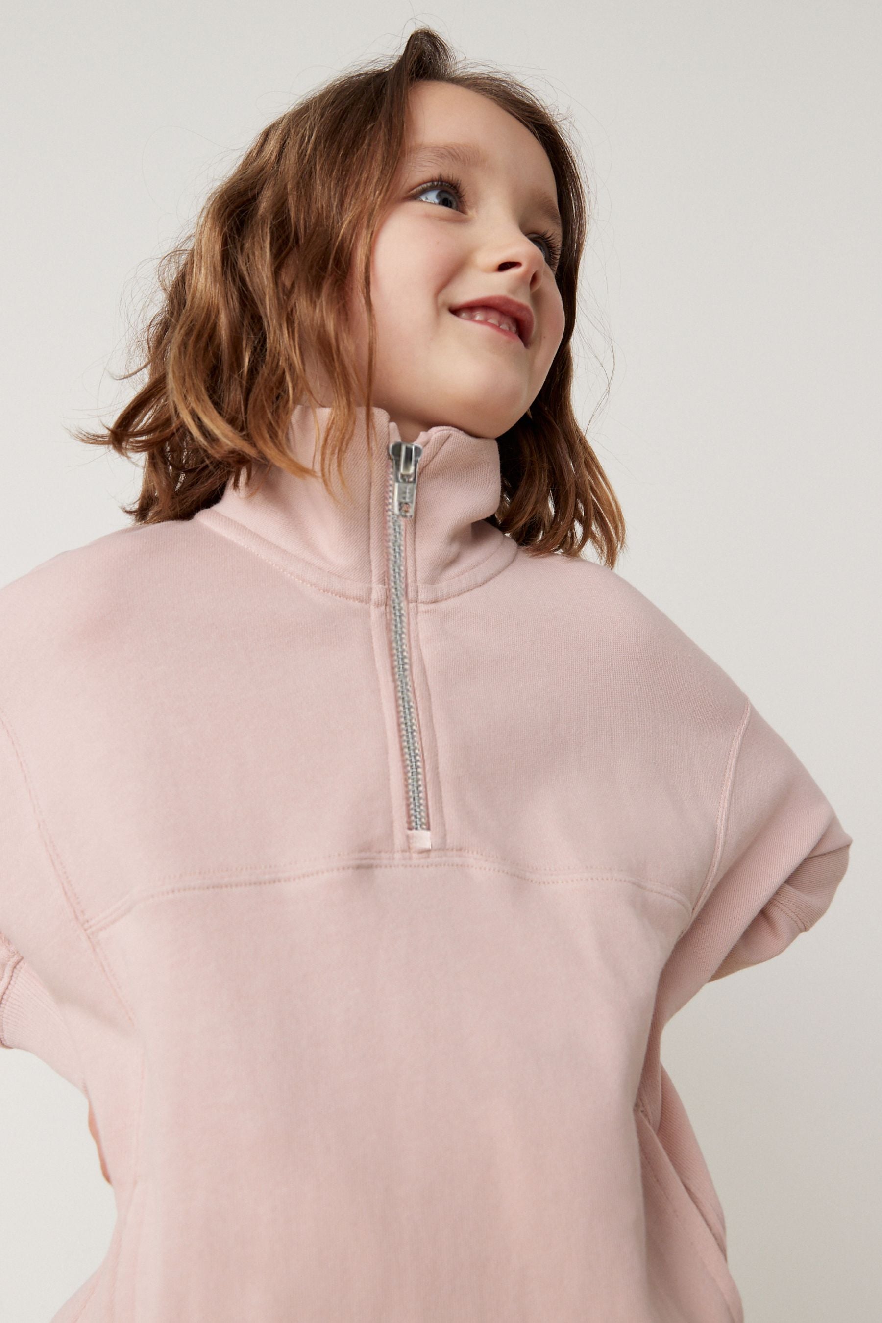 Pink Half Zip Sweatshirt With Ribbed Leggings (3-16yrs)