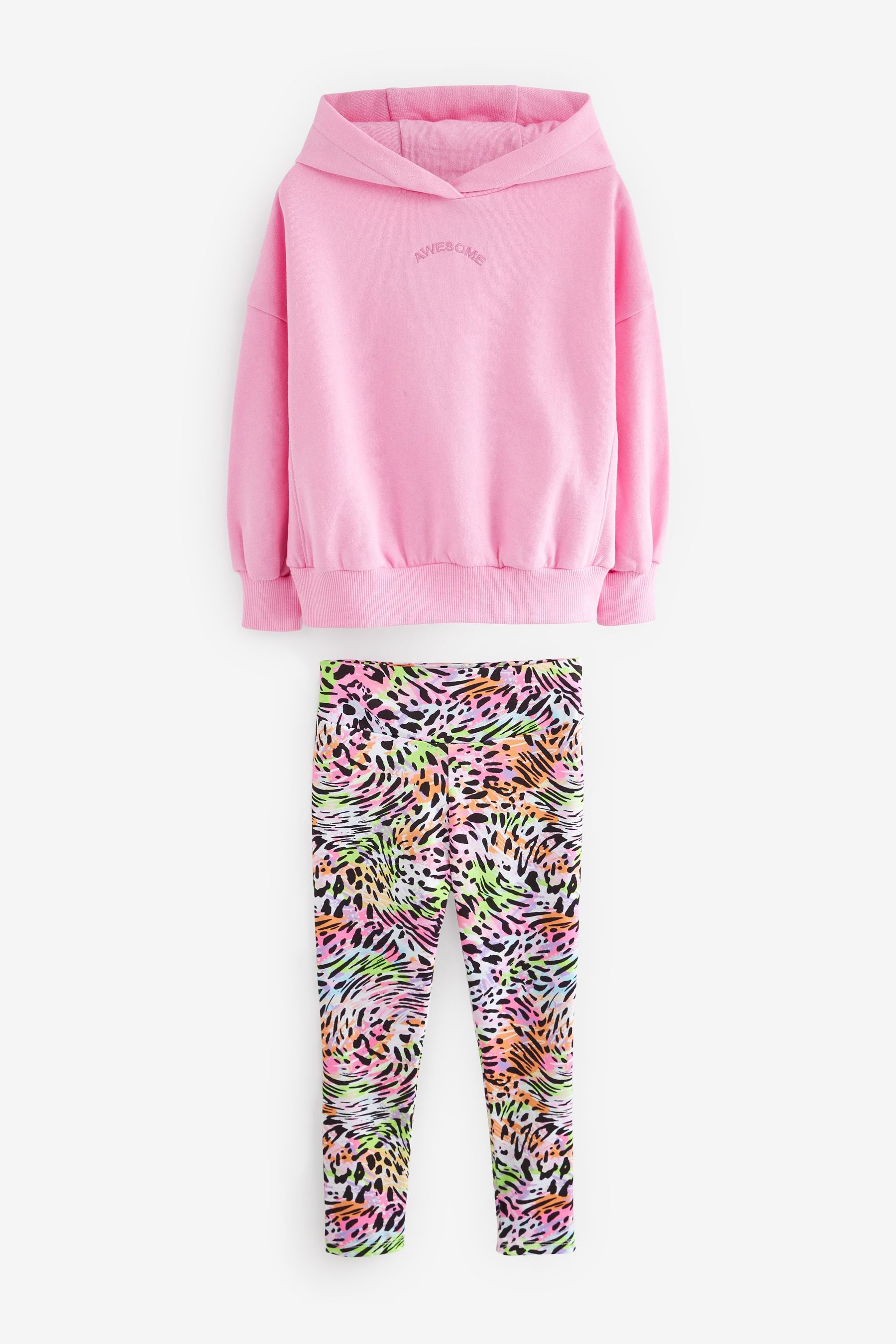 Pink Embroidered Animal Hoodie and Legging Set (3-16yrs)