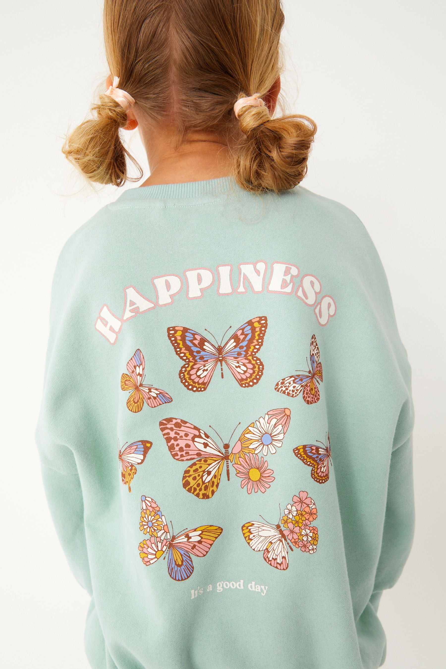 Mint Green Butterfly Oversized Sweatshirt Top (3-16yrs)