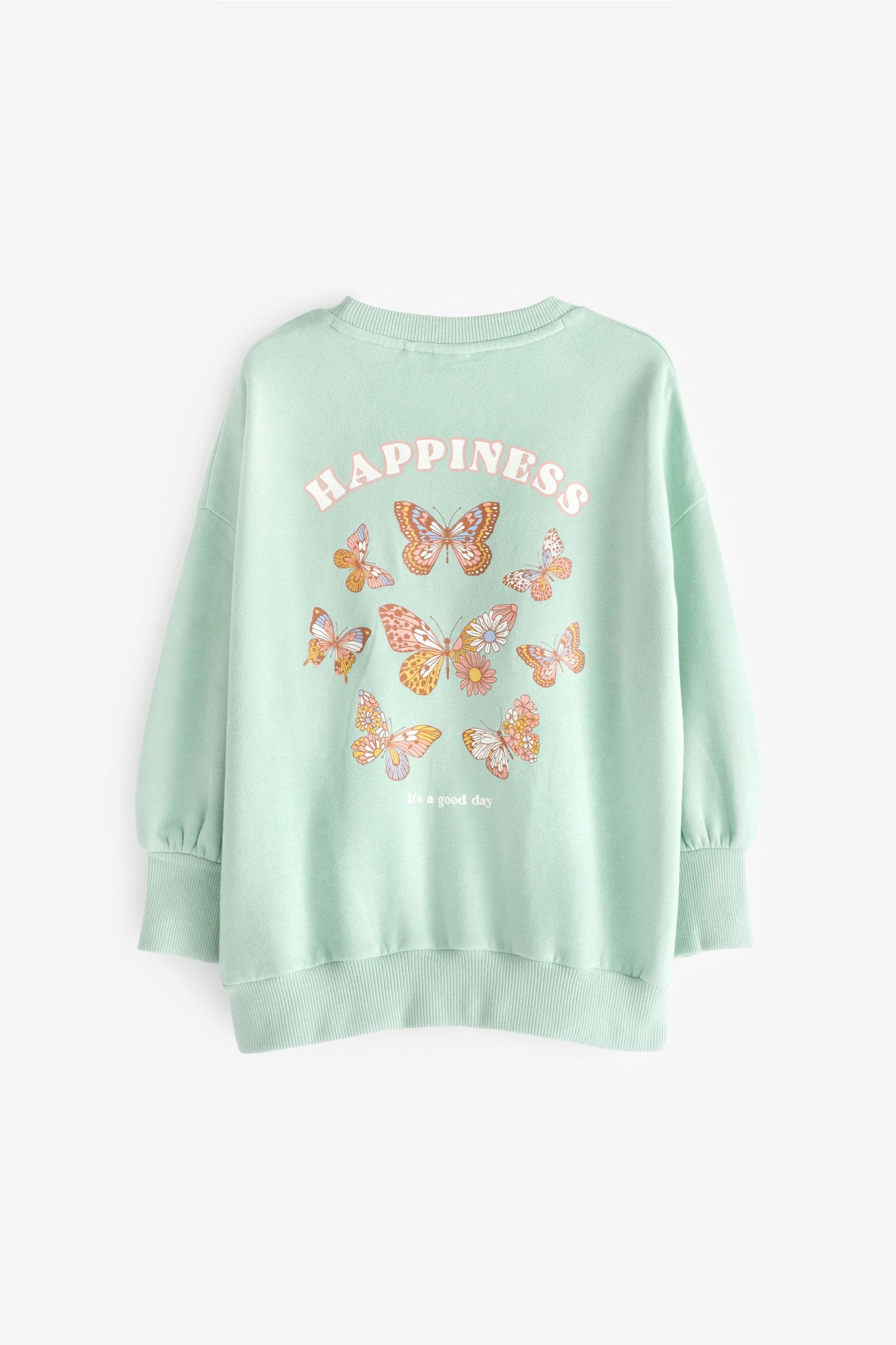 Mint Green Butterfly Oversized Sweatshirt Top (3-16yrs)