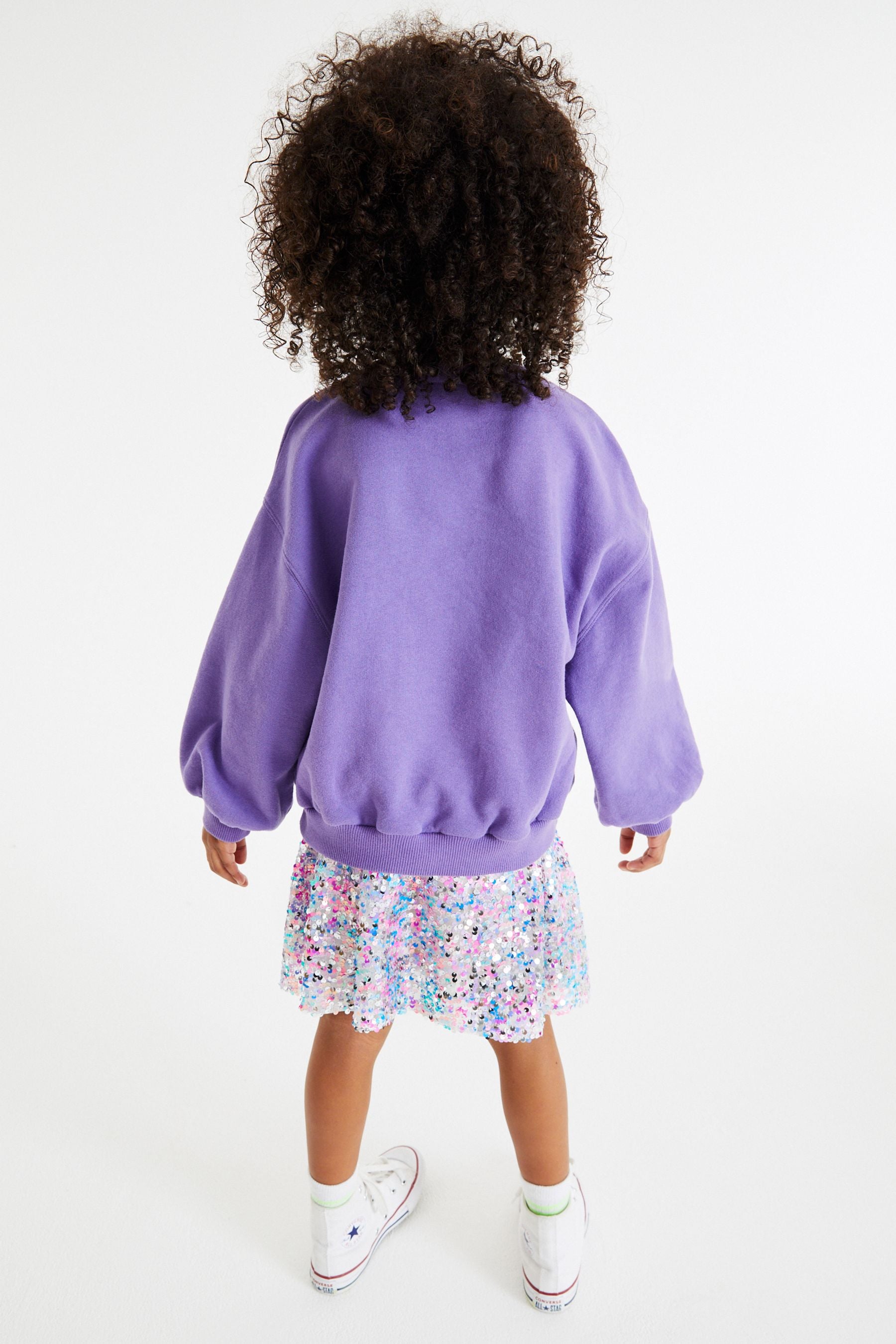 Purple Sequin Scatter Sequin Crew Sweatshirt Top (3-16yrs)