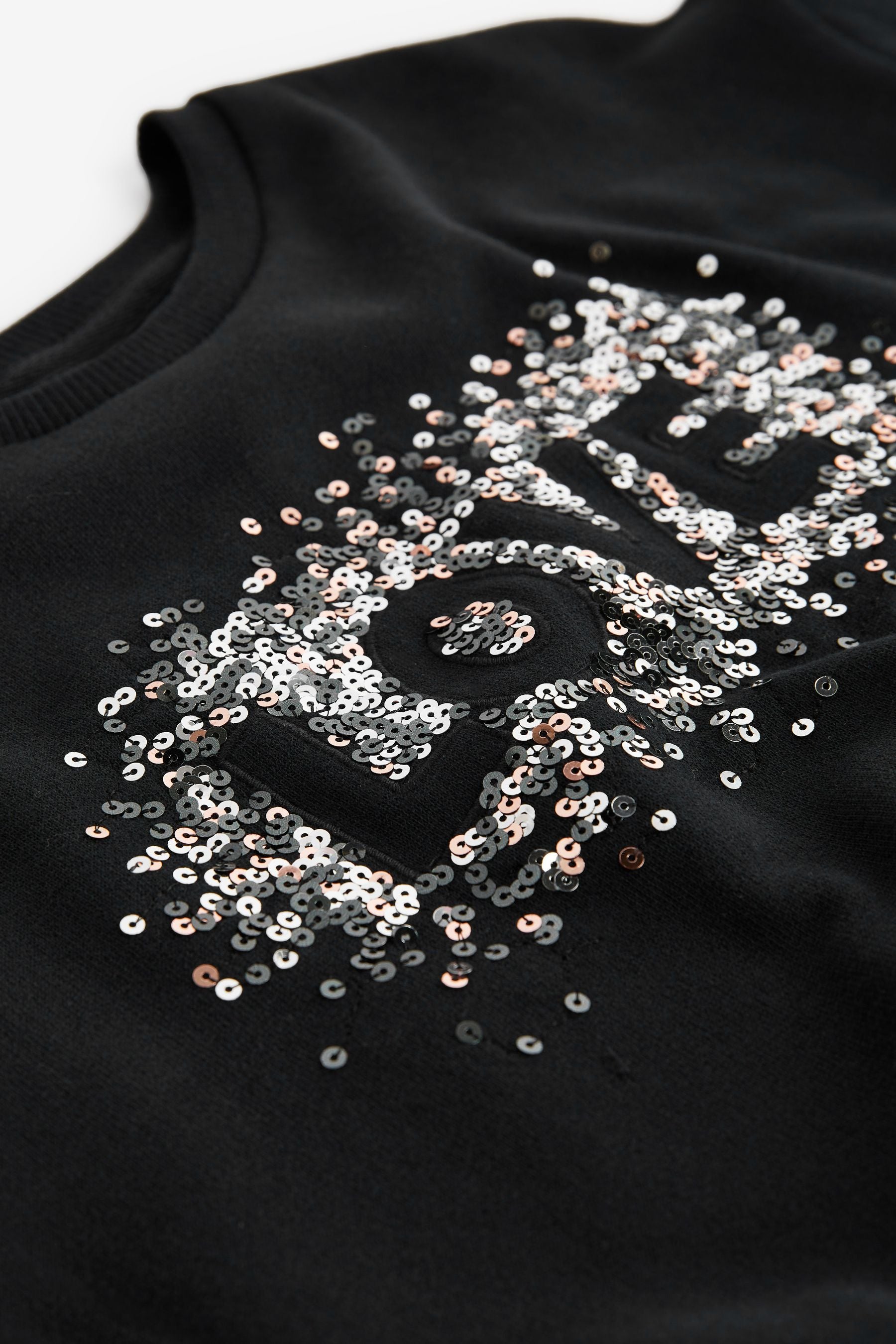 Black Sequin Crew Sweatshirt Top (3-16yrs)