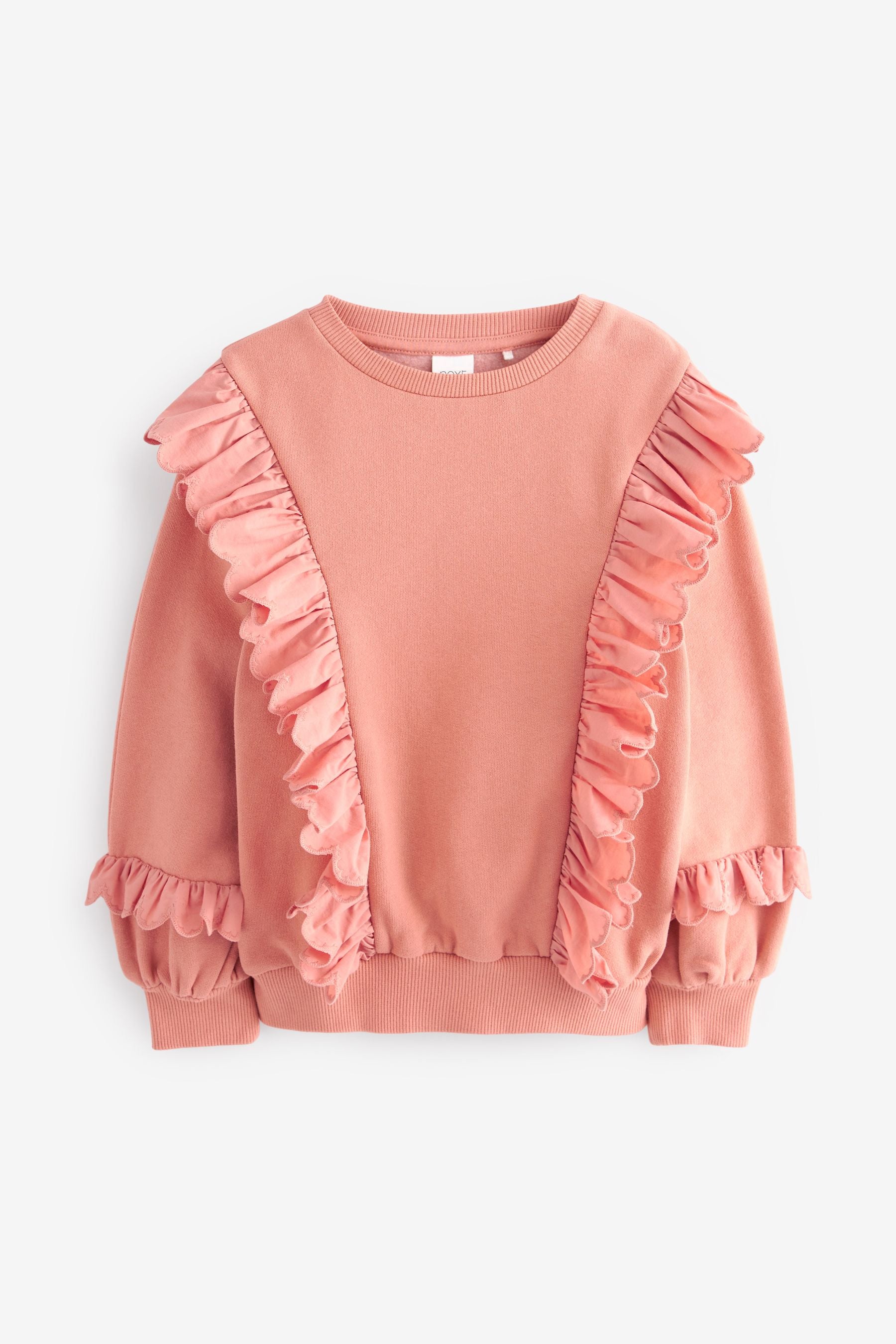 Coral Pink Frill Crew Sweatshirt Top (3-16yrs)