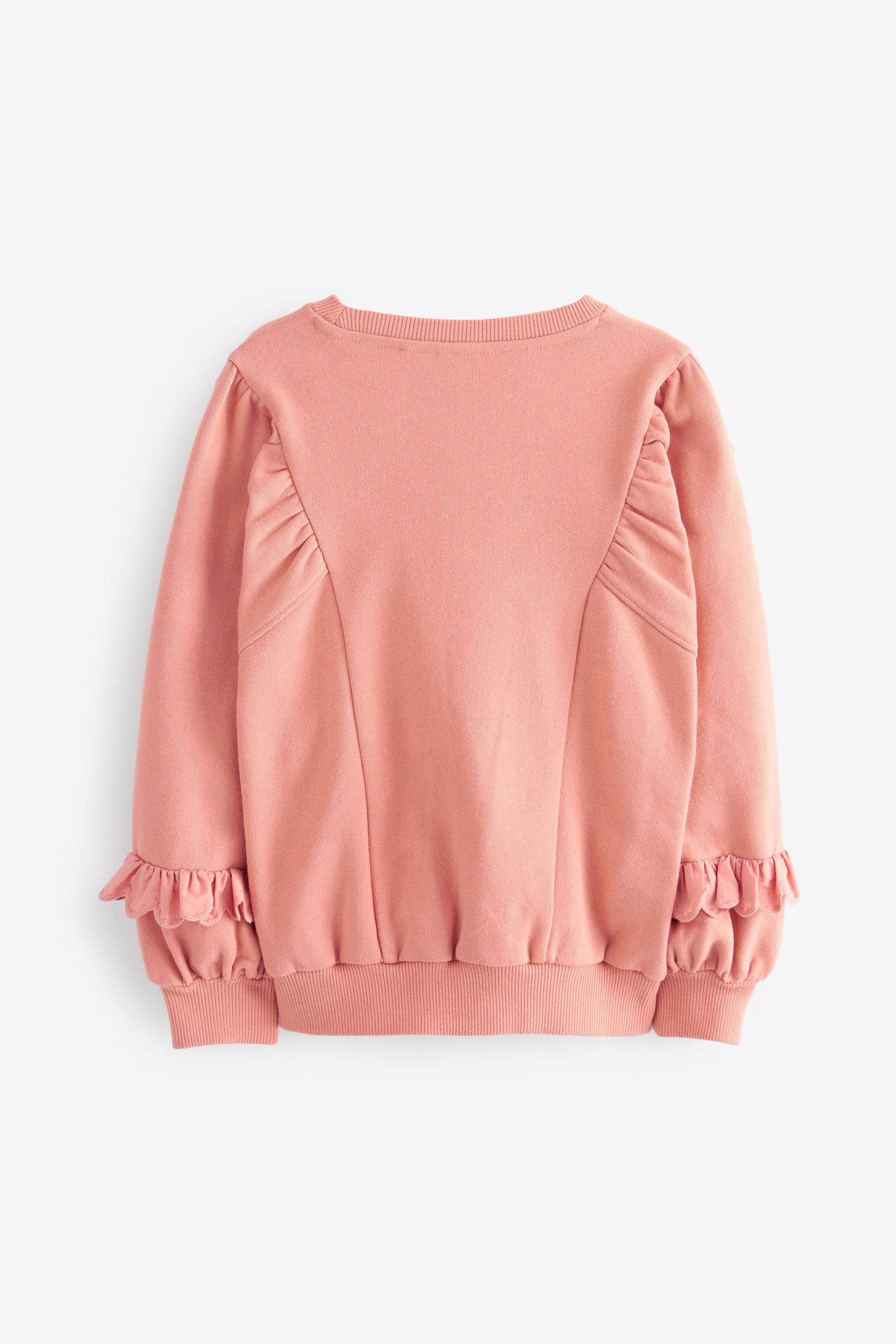 Coral Pink Frill Crew Sweatshirt Top (3-16yrs)