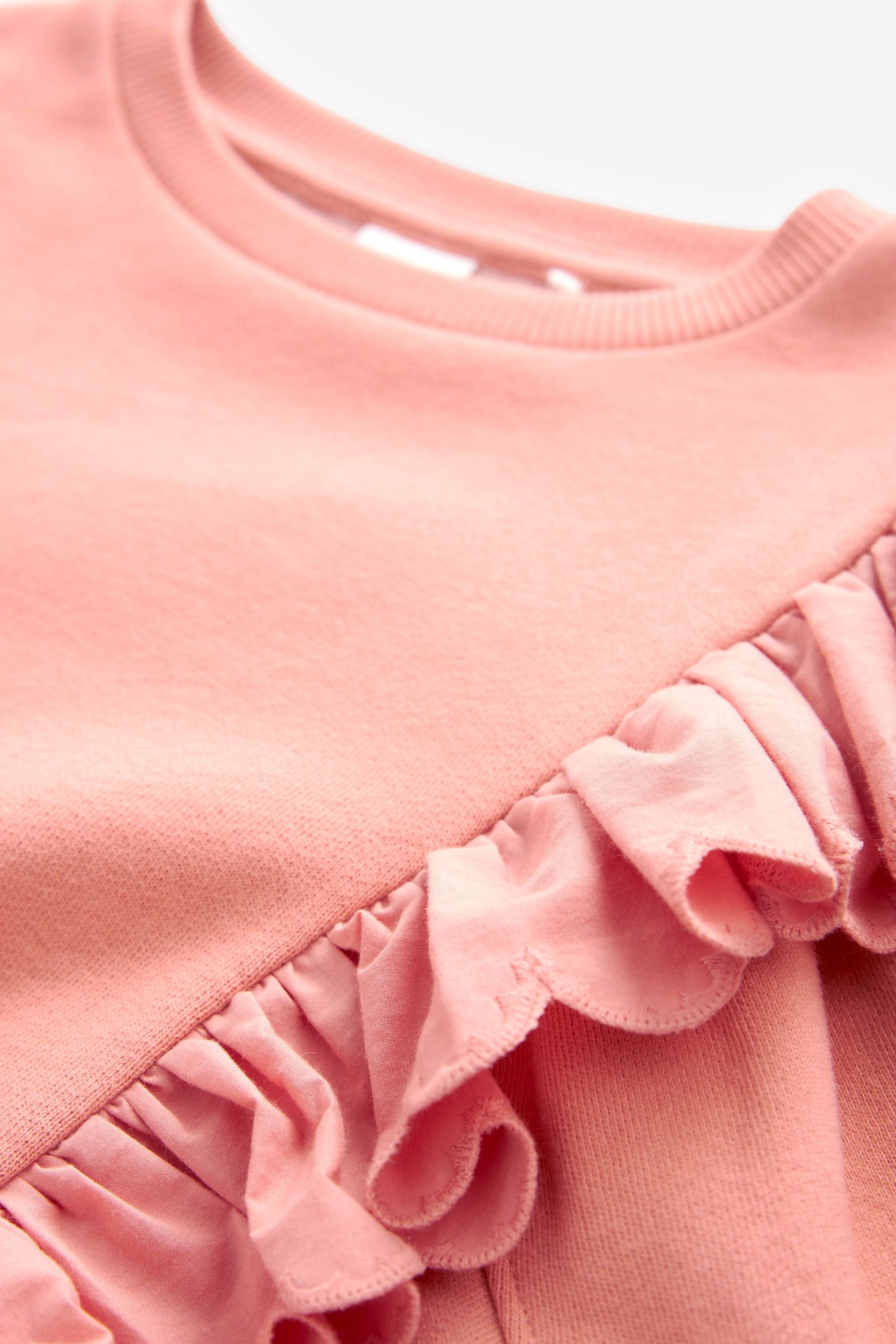 Coral Pink Frill Crew Sweatshirt Top (3-16yrs)