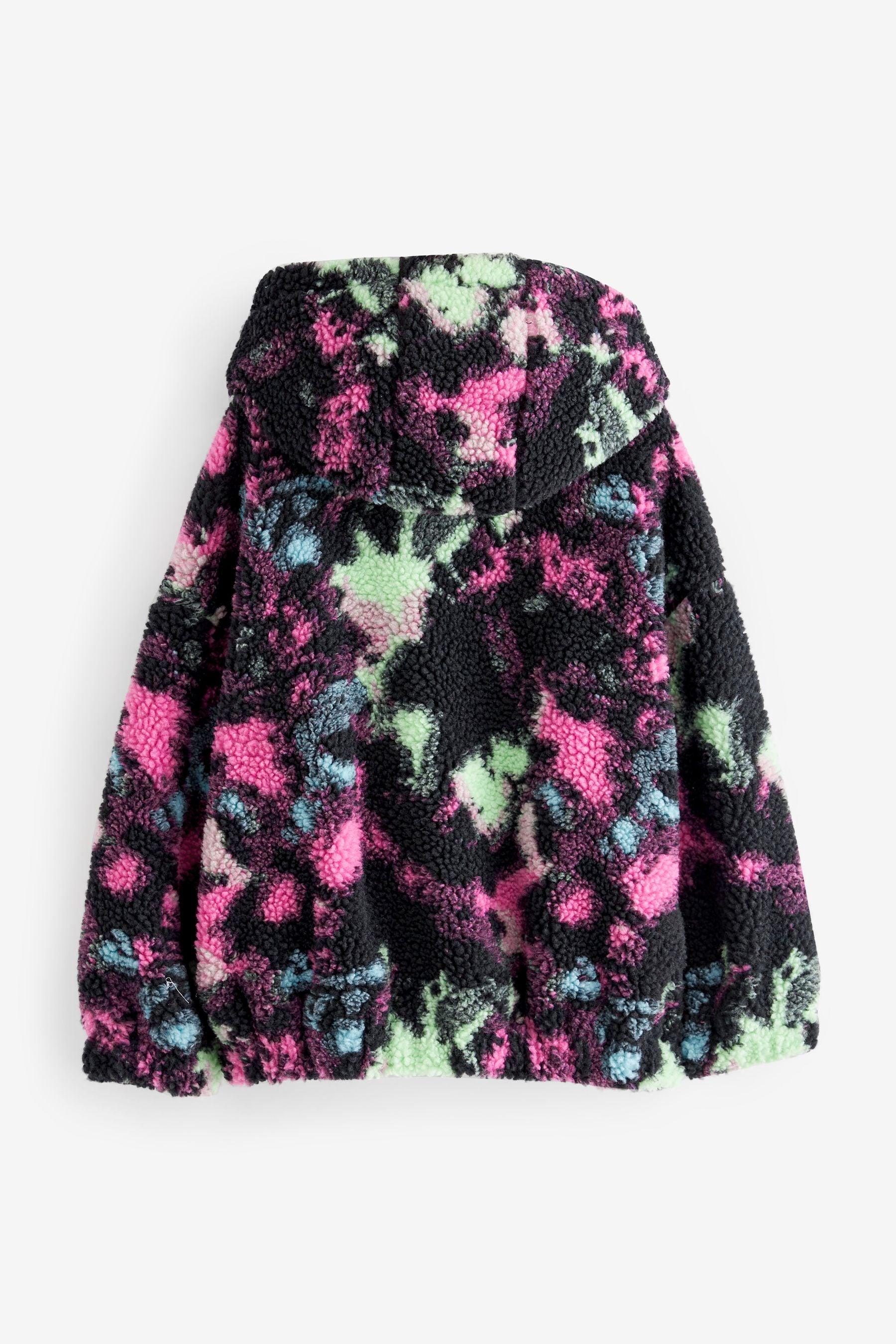 Black Tie Dye Printed Teddy Borg Fleece Jacket Zip Hoodie (3-16yrs)