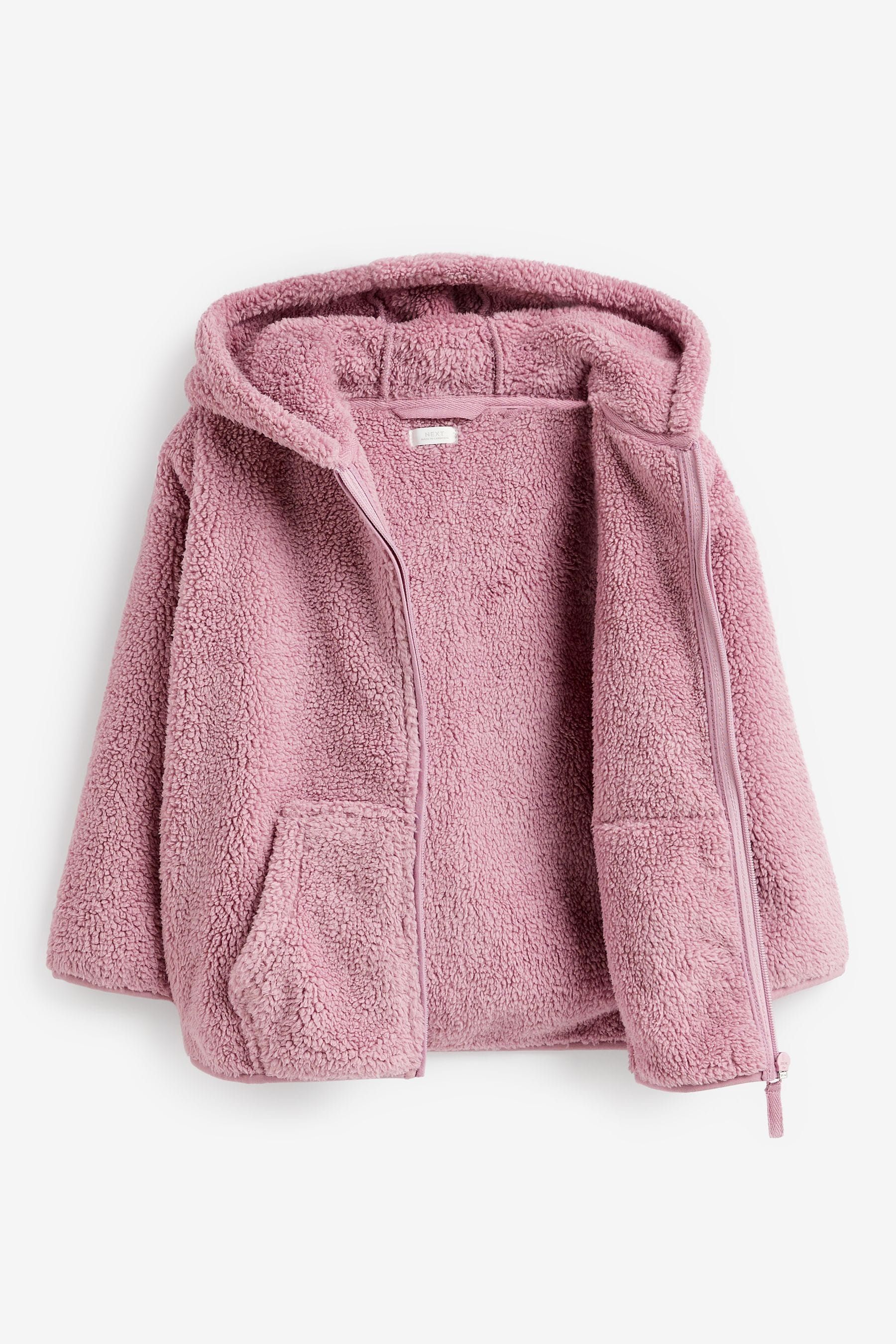 Pink Teddy Borg Fleece Jacket Zip Hoodie (3-16yrs)