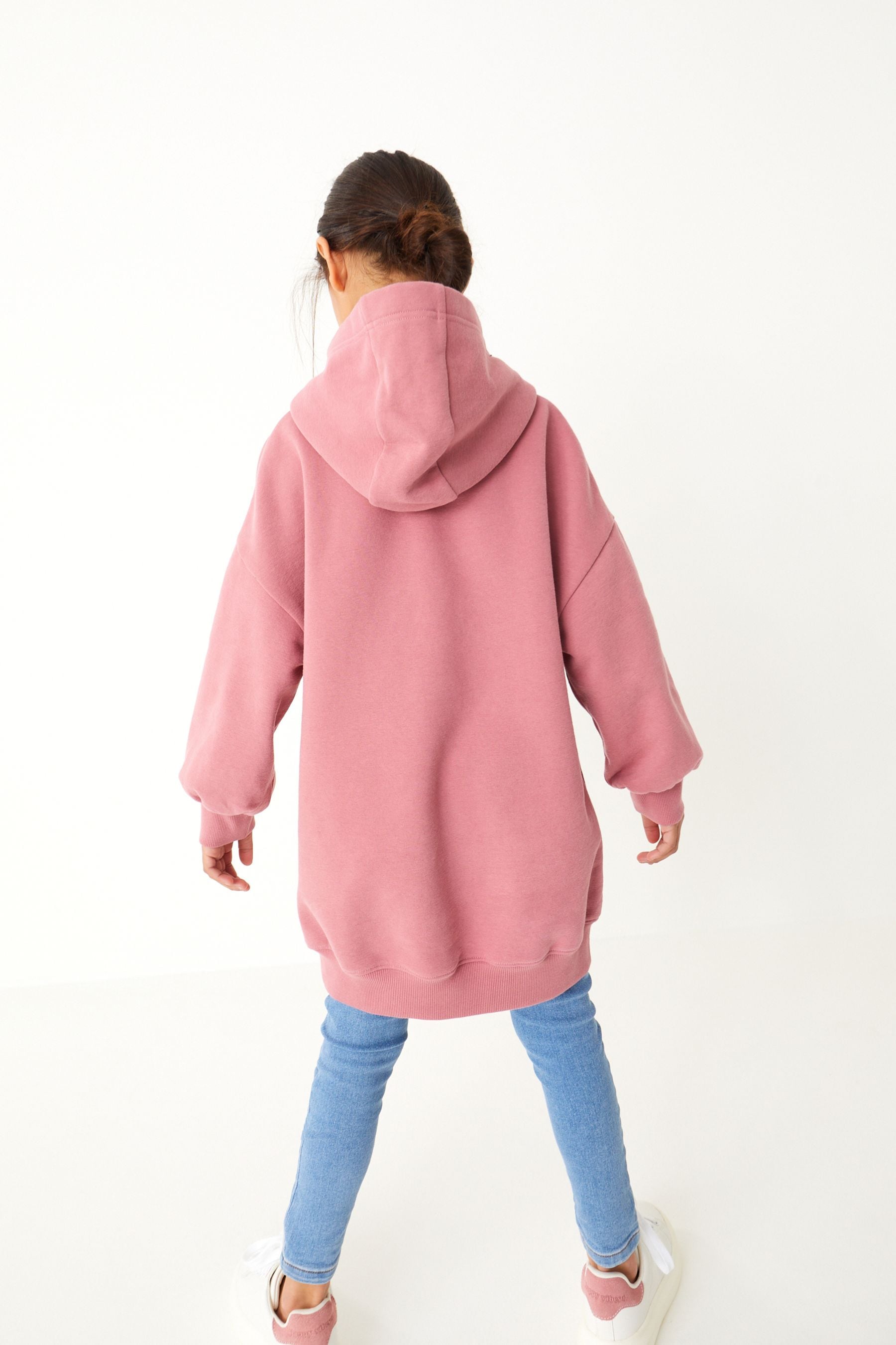 Pink Sequin Heart Longline Hoodie (3-16yrs)