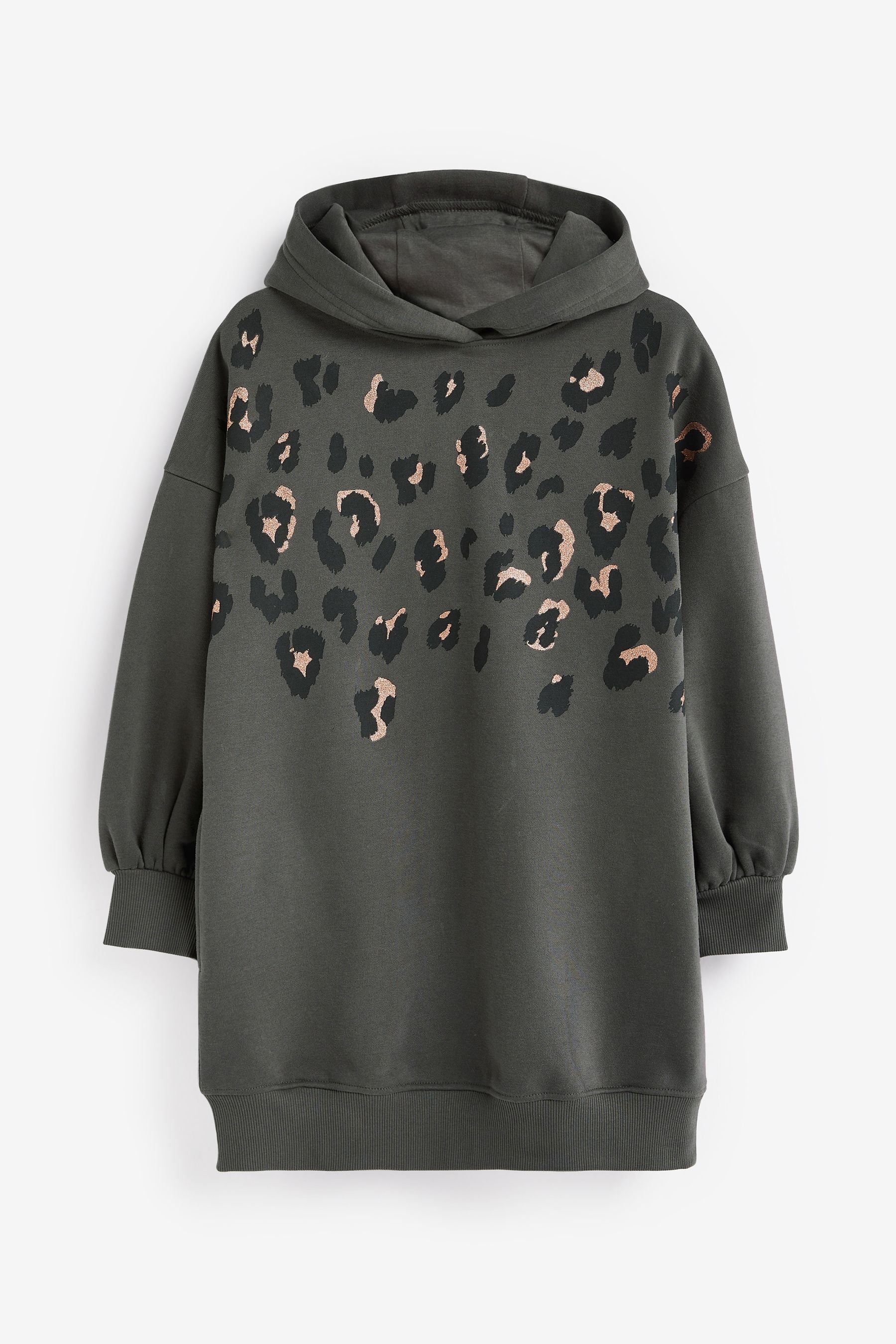 Grey Animal Print Longline Hoodie (3-16yrs)