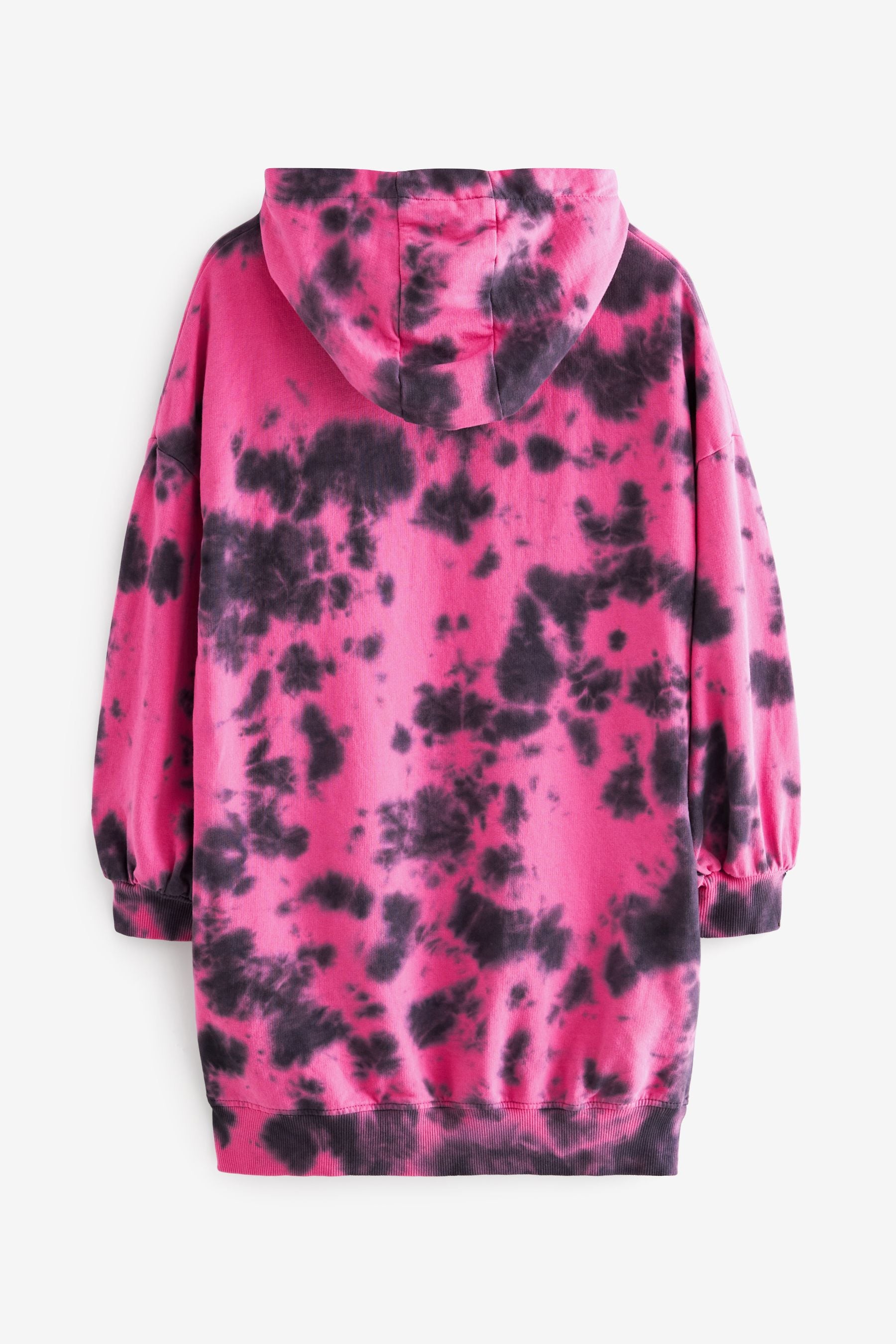 Black/Pink Tie Dye Longline Hoodie (3-16yrs)