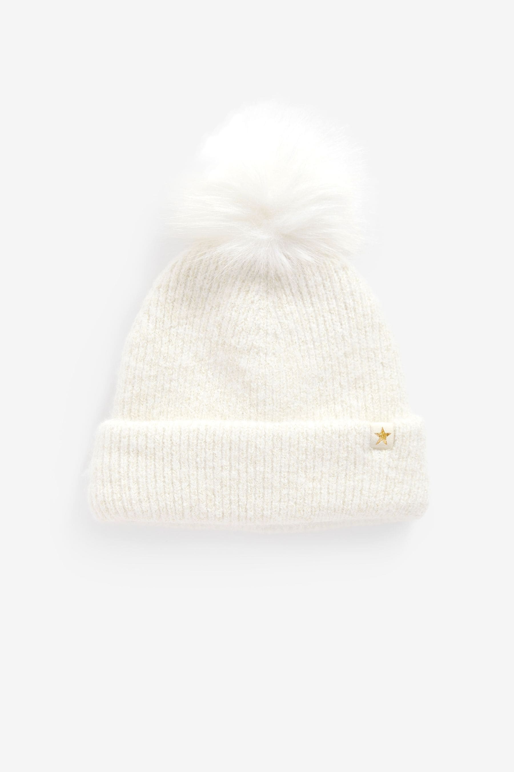 Ecru White Pom Pom Beanie Hat (3-16yrs)