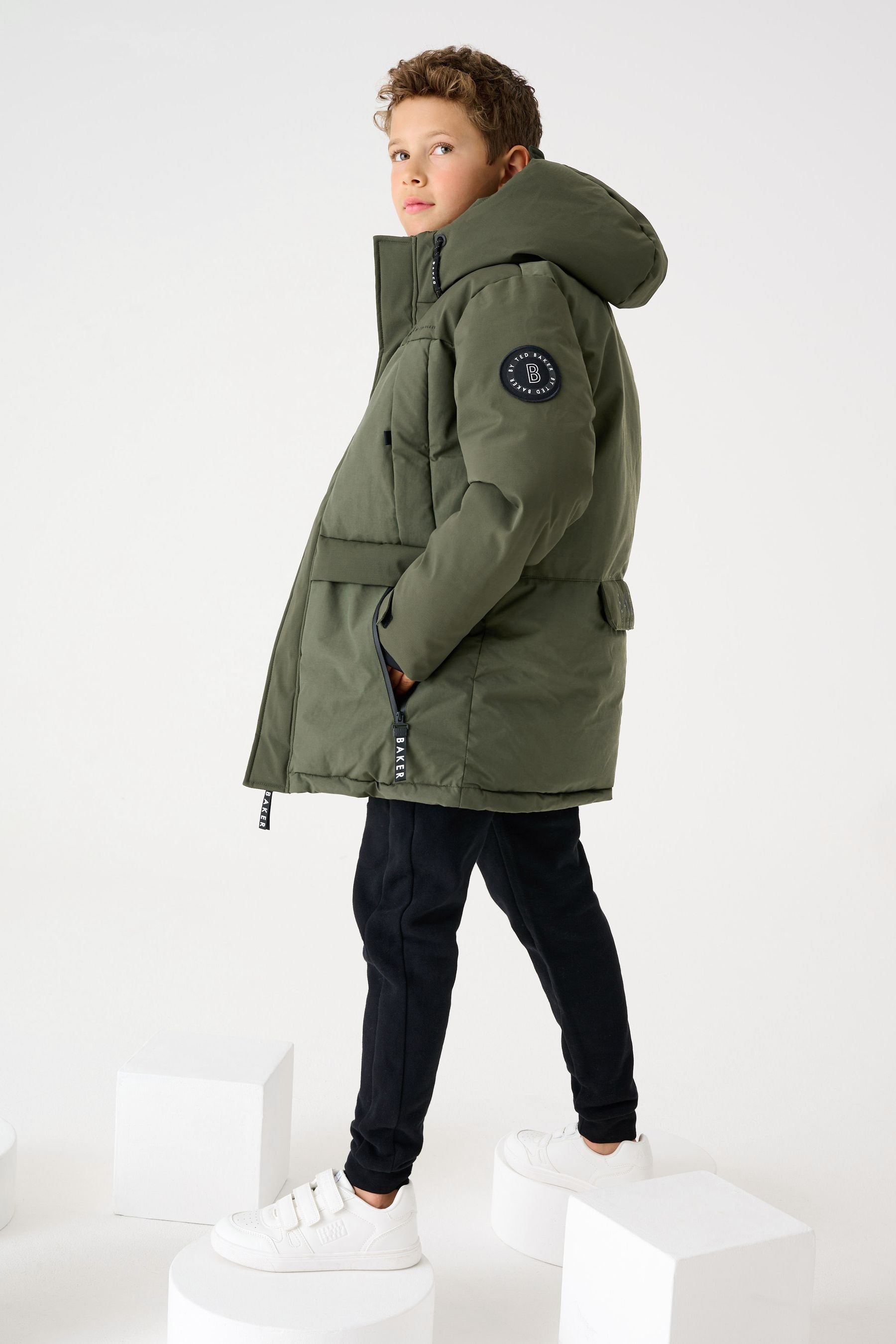 Baker by Ted Baker Khaki Green Shower Resistant Parka Coat