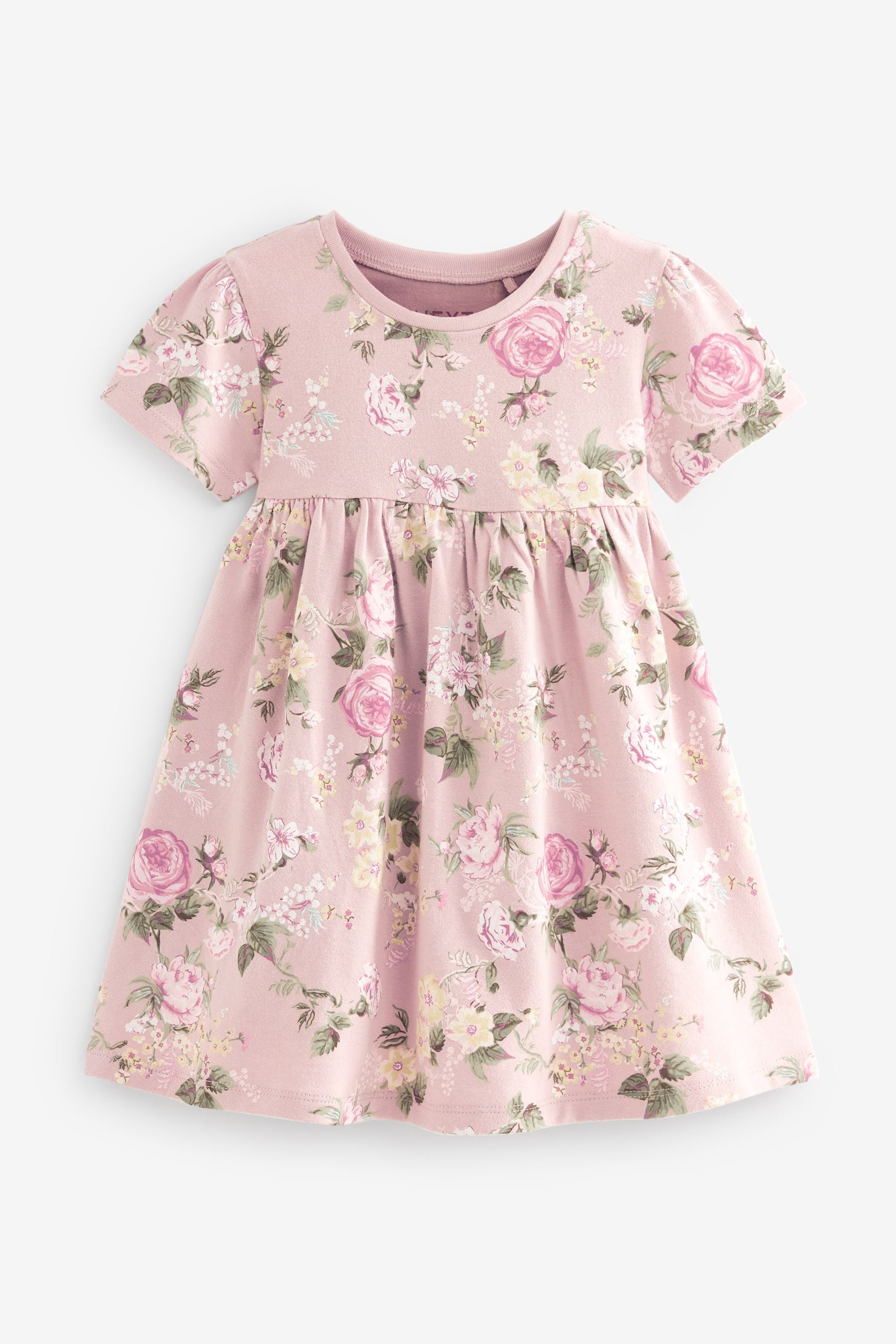 Rose Pink Short Sleeve Cotton Jersey Dress (3mths-7yrs)