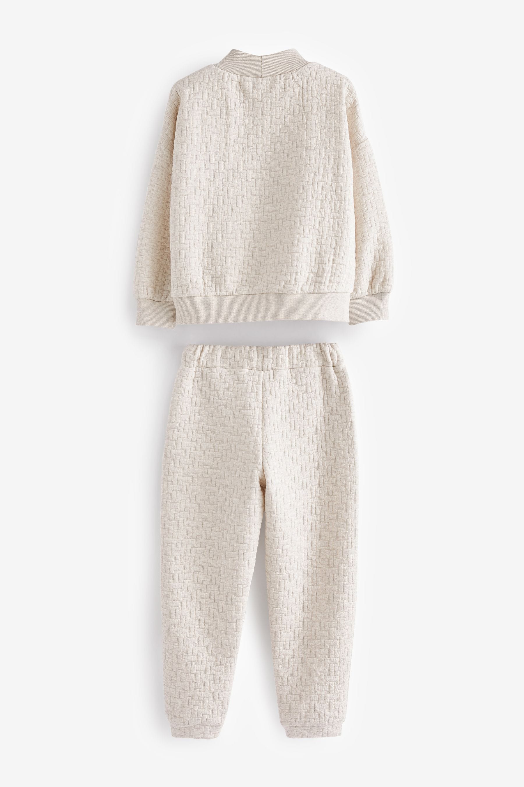 Ecru Cream Quilted Textured Crew Sweatshirt and Joggers Set (3-16yrs)