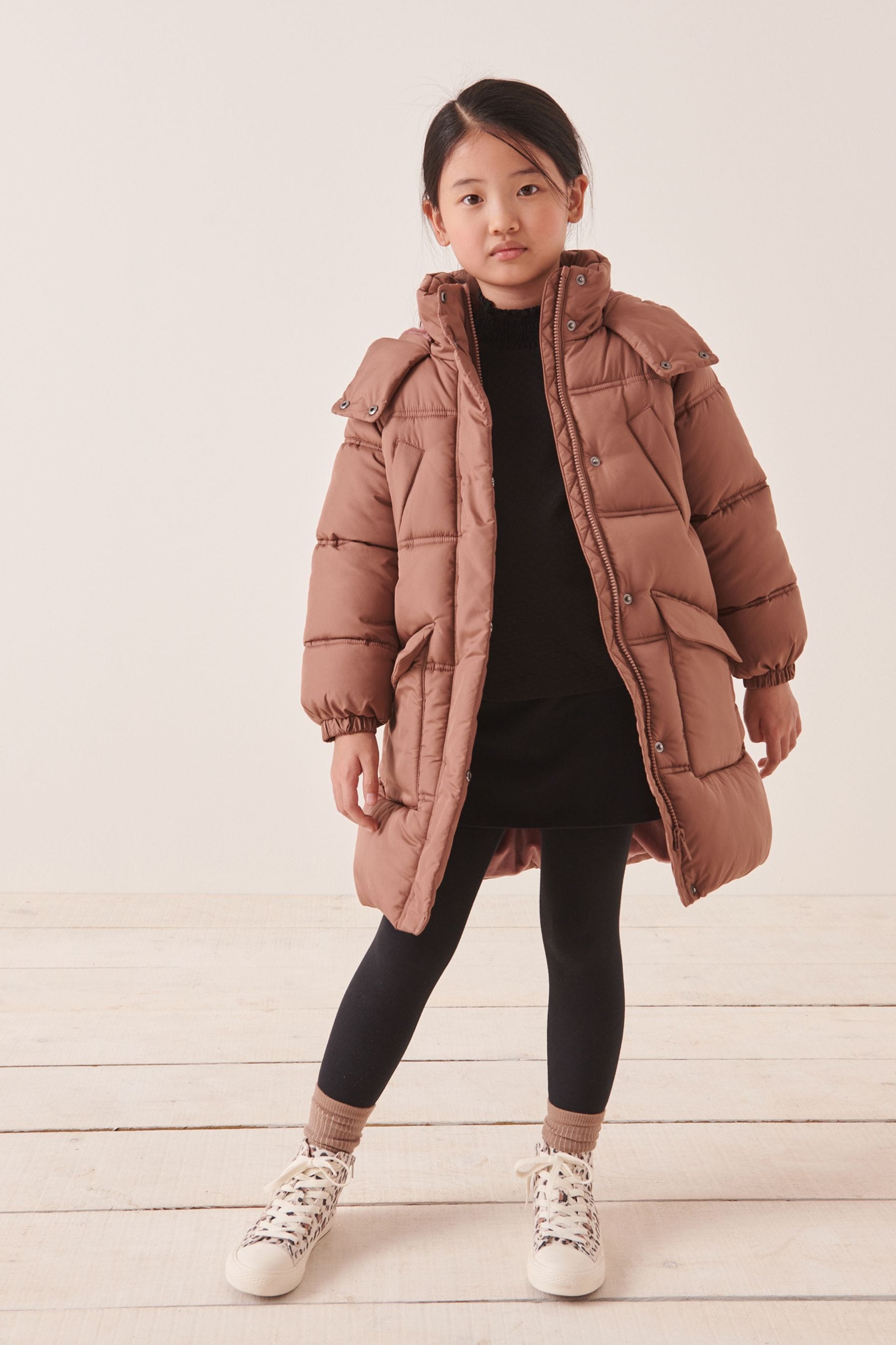 Pink/Mink Shower Resistant Double Stitch Padded Coat (3-16yrs)