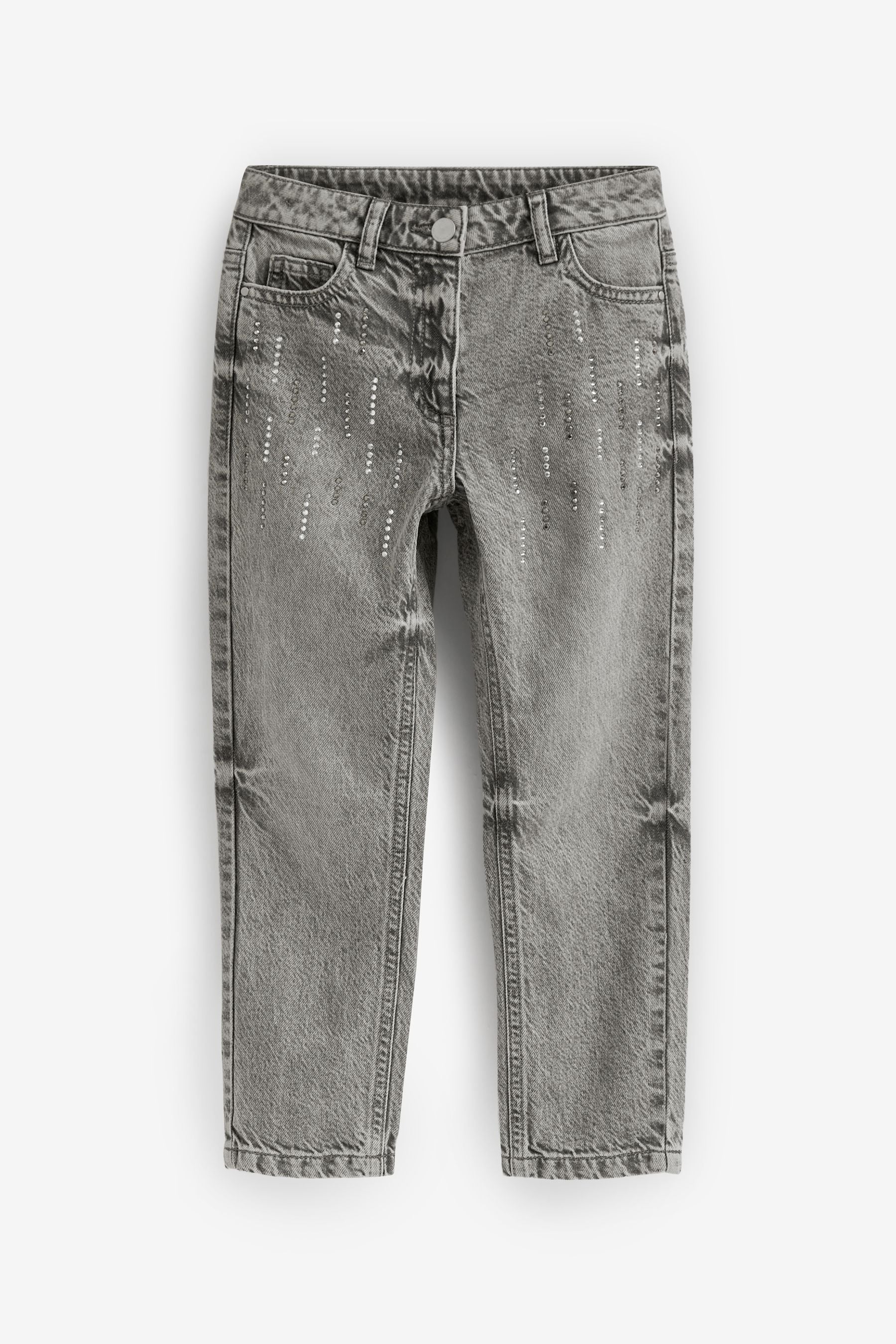 Grey Embellished Mom Jeans (3-16yrs)