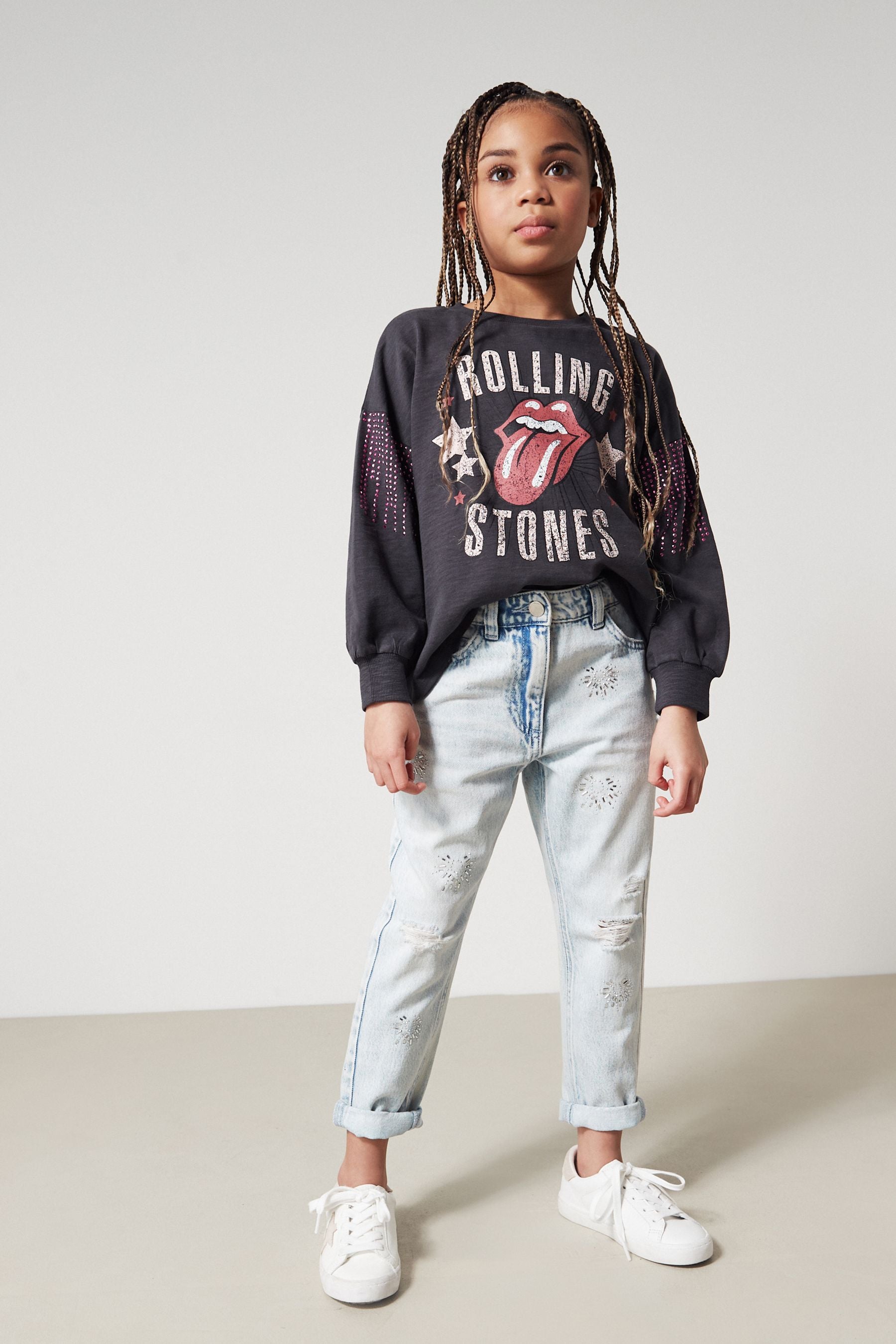 Blue Denim Embellished Mom Jeans (3-16yrs)