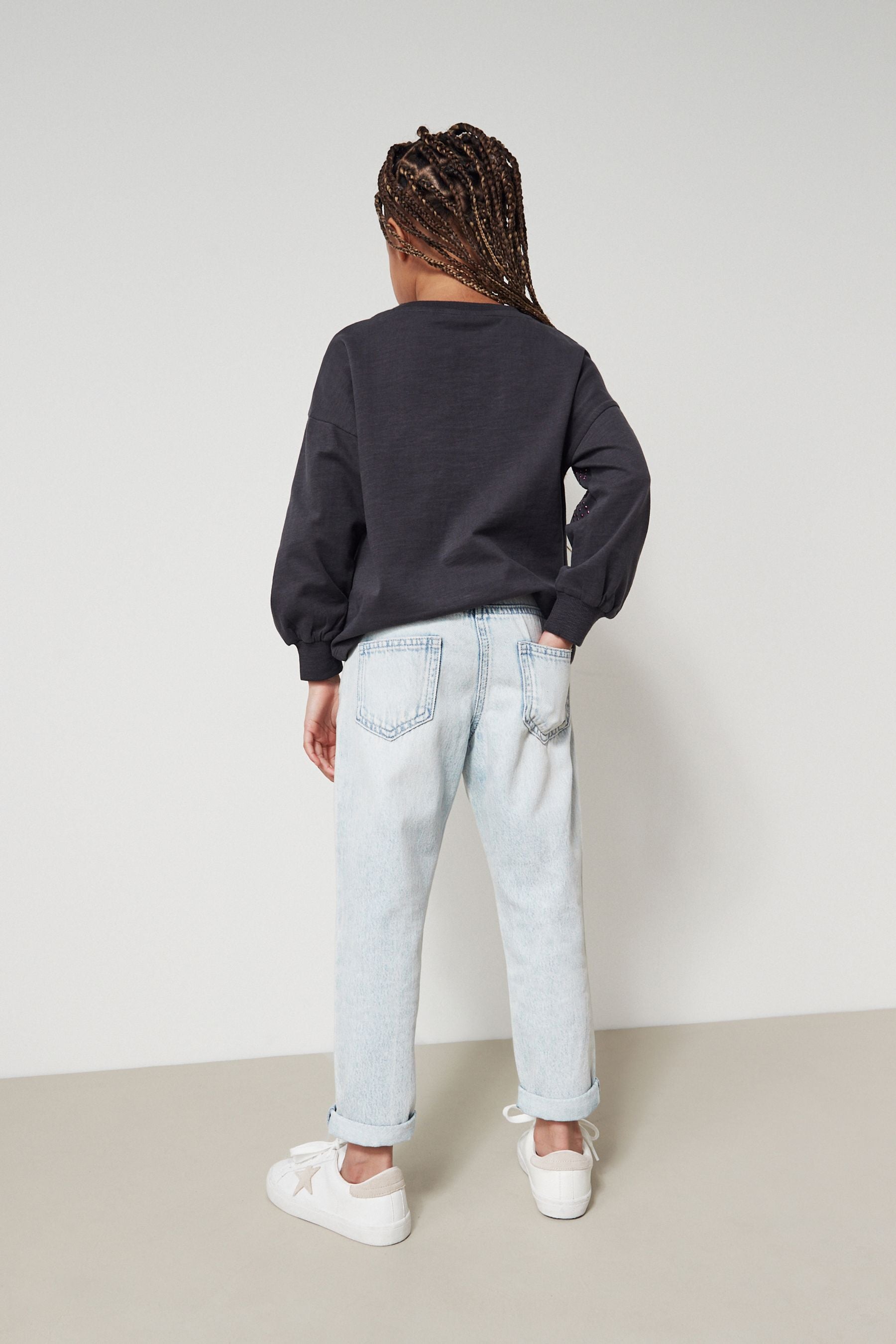 Blue Denim Embellished Mom Jeans (3-16yrs)