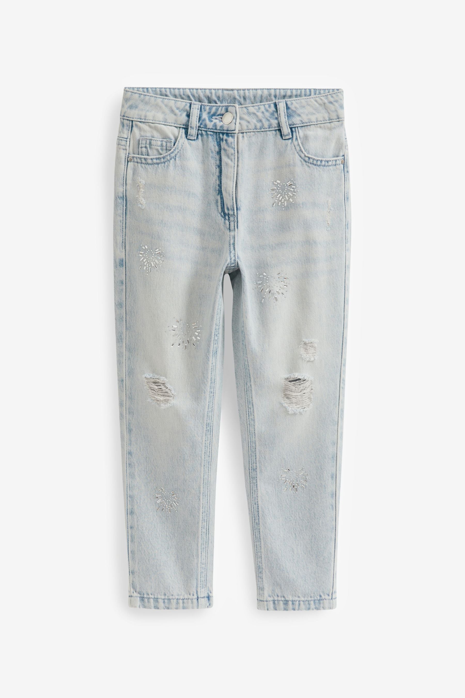 Blue Denim Embellished Mom Jeans (3-16yrs)