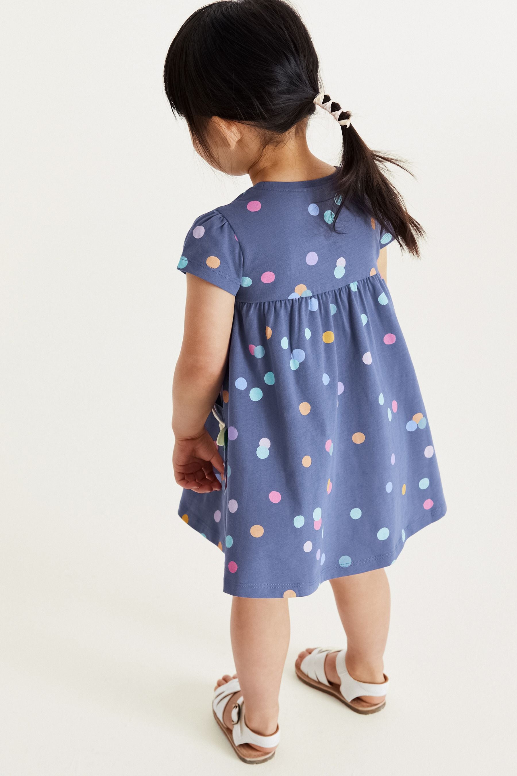 Navy Unicorn Short Sleeve Cotton Jersey Dress (3mths-7yrs)