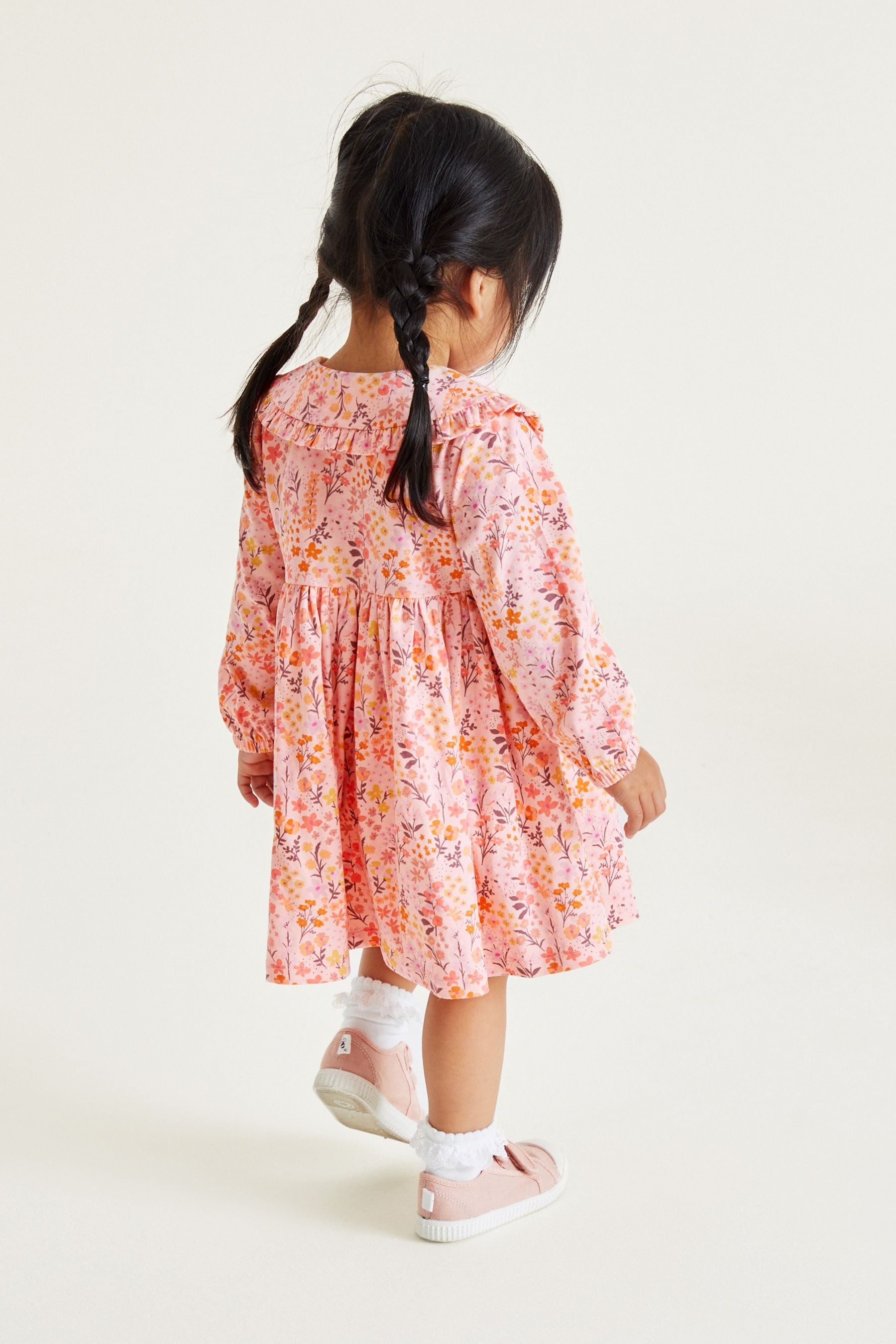 Pink Floral Long Sleeve Tea Dress (3mths-7yrs)