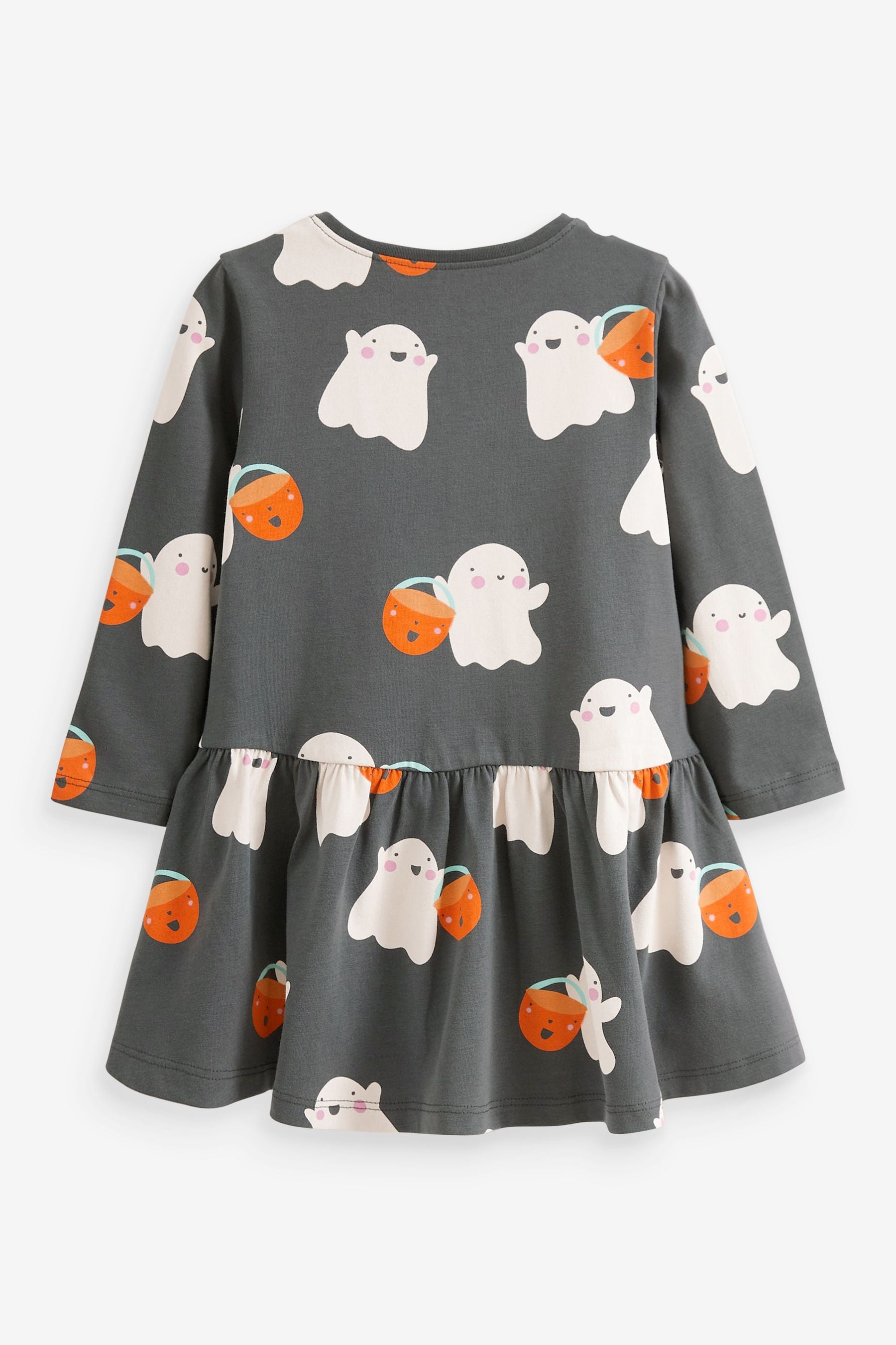 Ghosts Black Halloween Jersey Dress (3mths-7yrs)