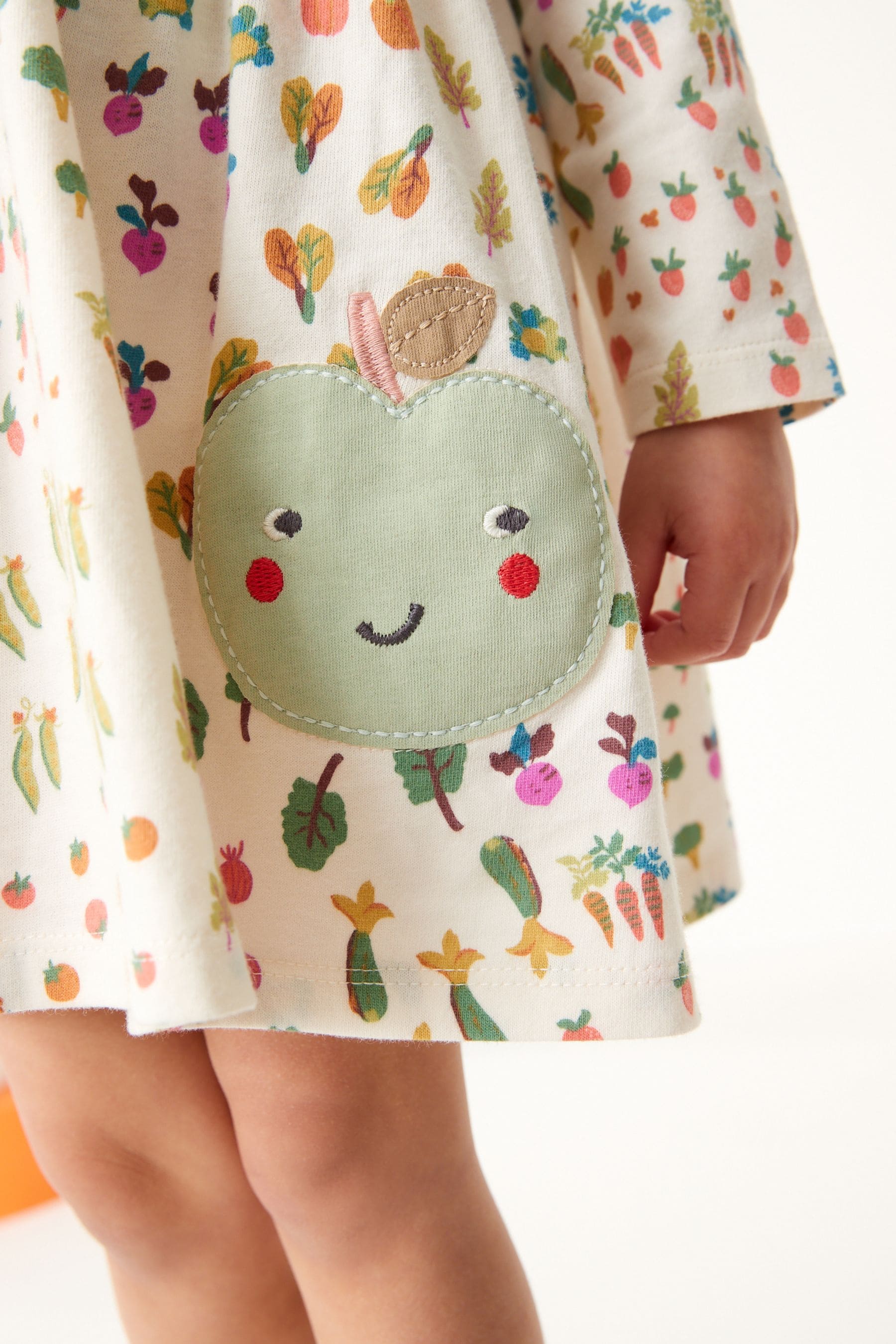 Green Garden Long Sleeve Appliquééé Jersey Dress (3mths-7yrs)