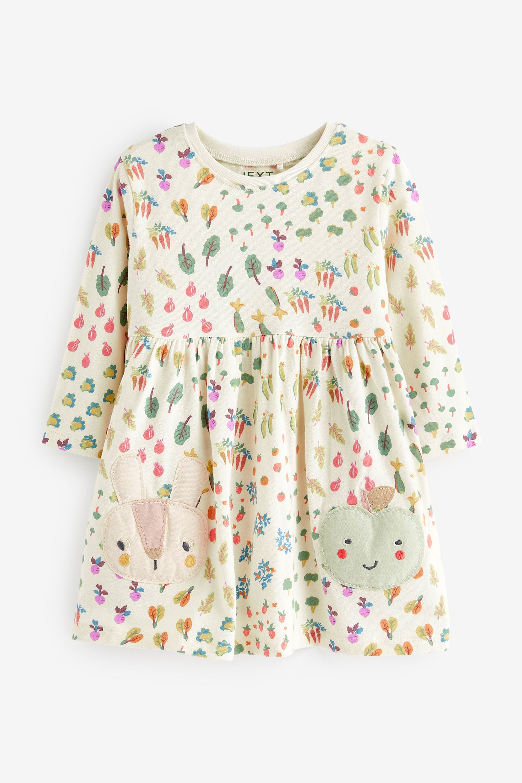 Green Garden Long Sleeve Appliquééé Jersey Dress (3mths-7yrs)