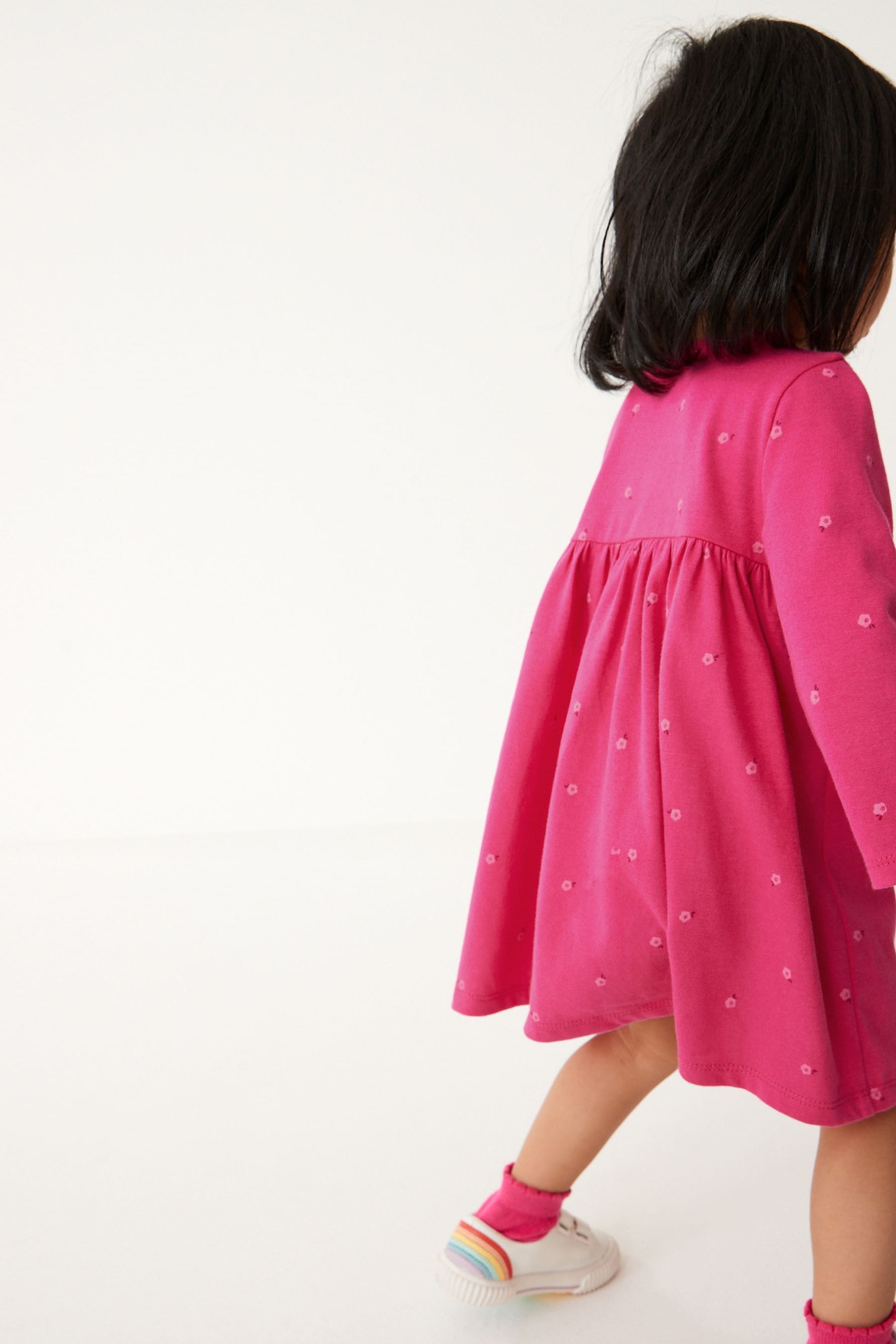 Pink Unicorn Long Sleeve Appliquééé Jersey Dress (3mths-7yrs)