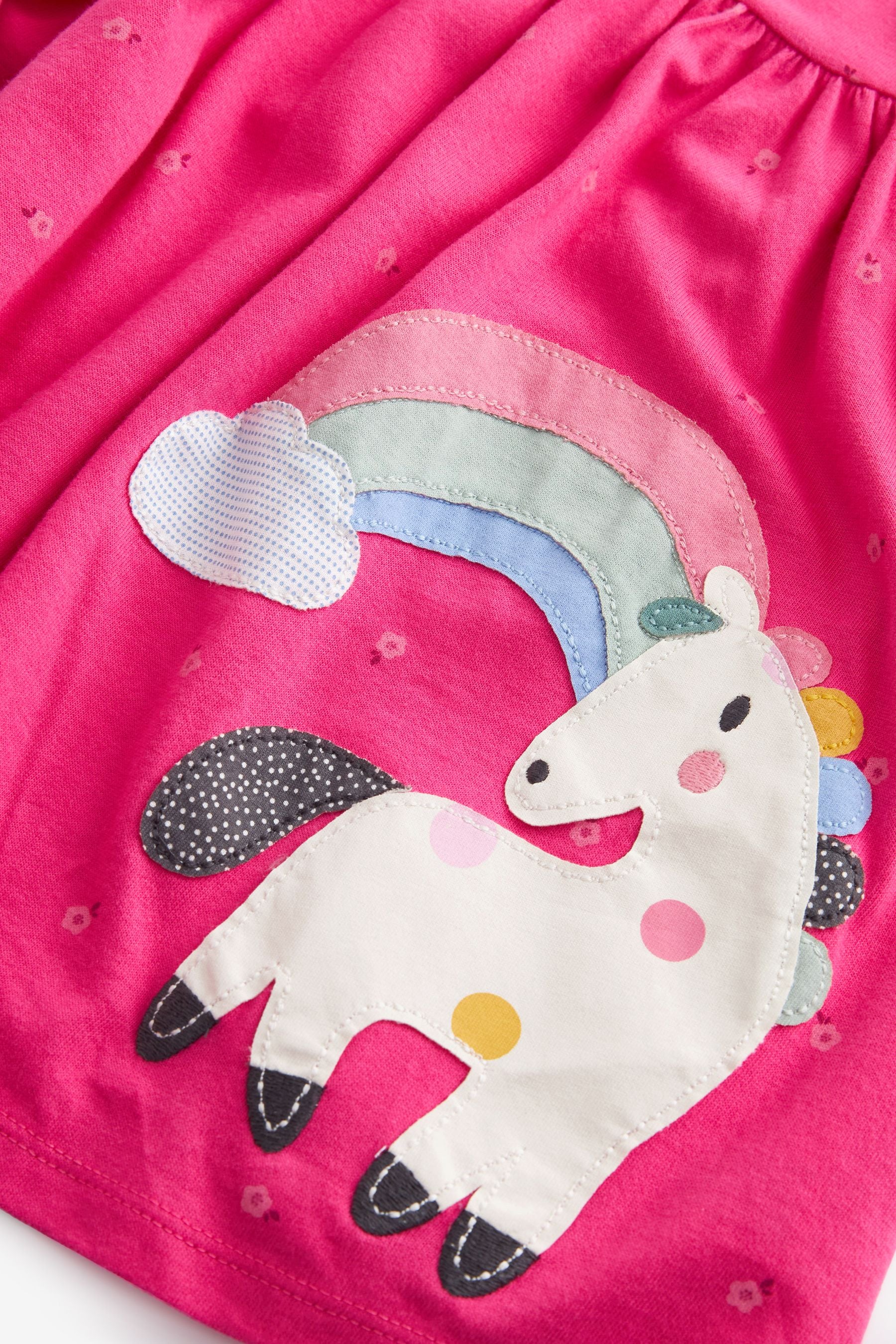 Pink Unicorn Long Sleeve Appliquééé Jersey Dress (3mths-7yrs)