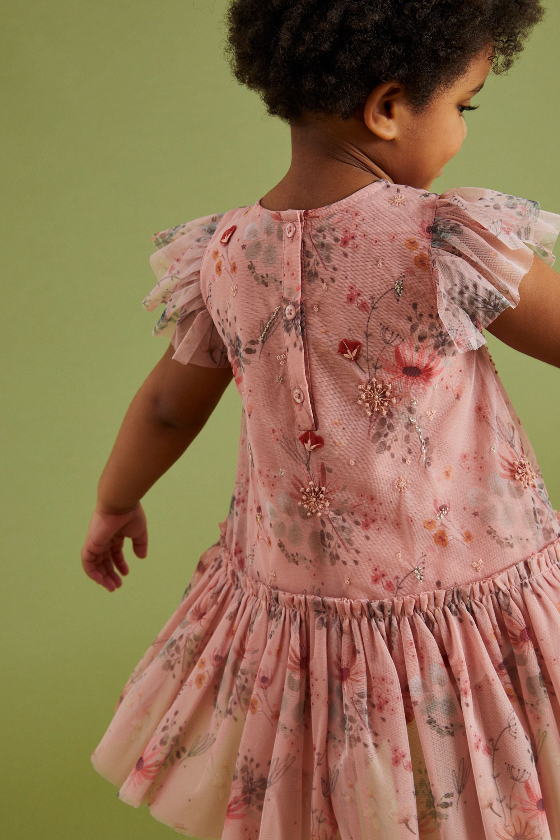 Pink Sequin Embellished Mesh Party Dress (3mths-7yrs)