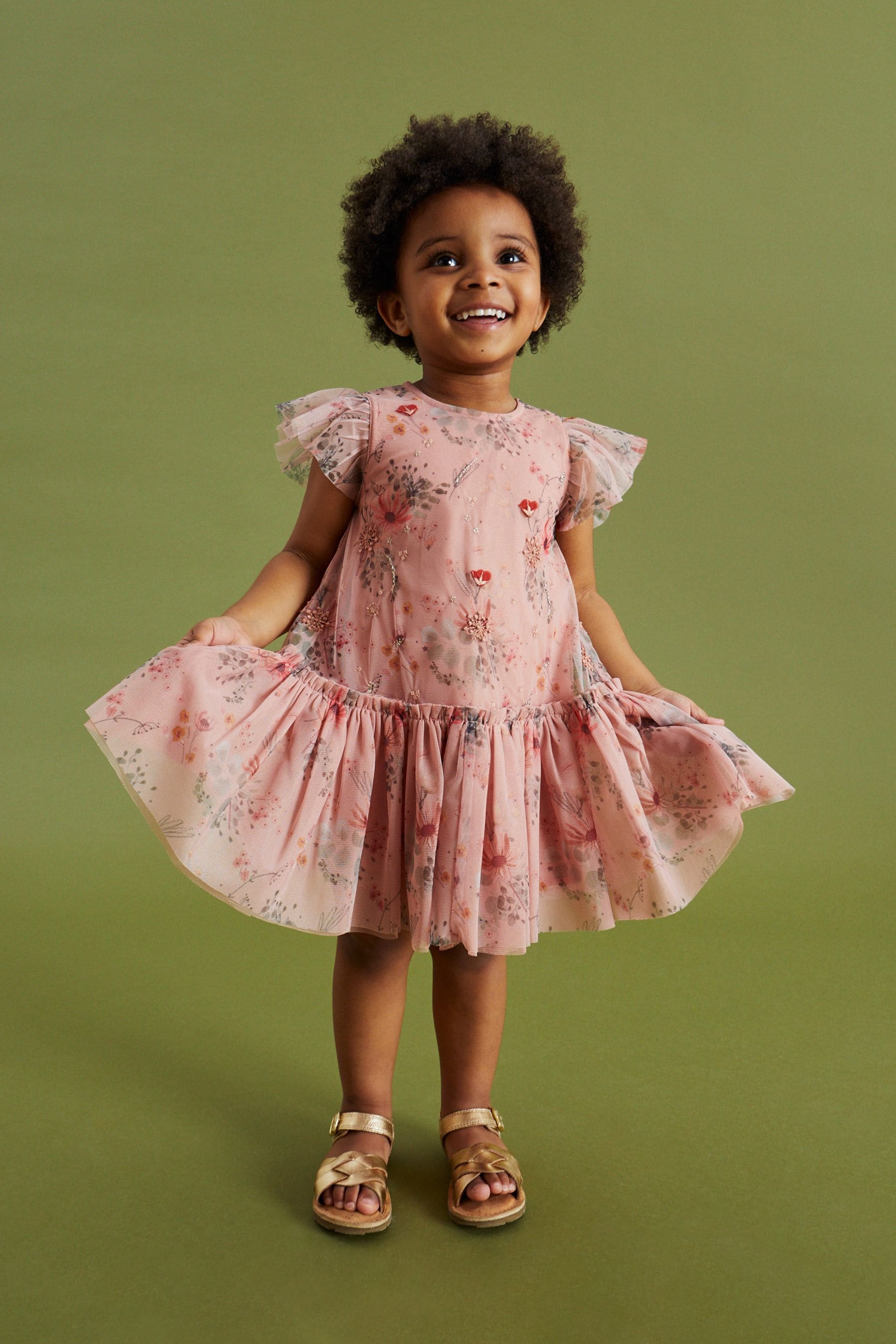 Pink Sequin Embellished Mesh Party Dress (3mths-7yrs)