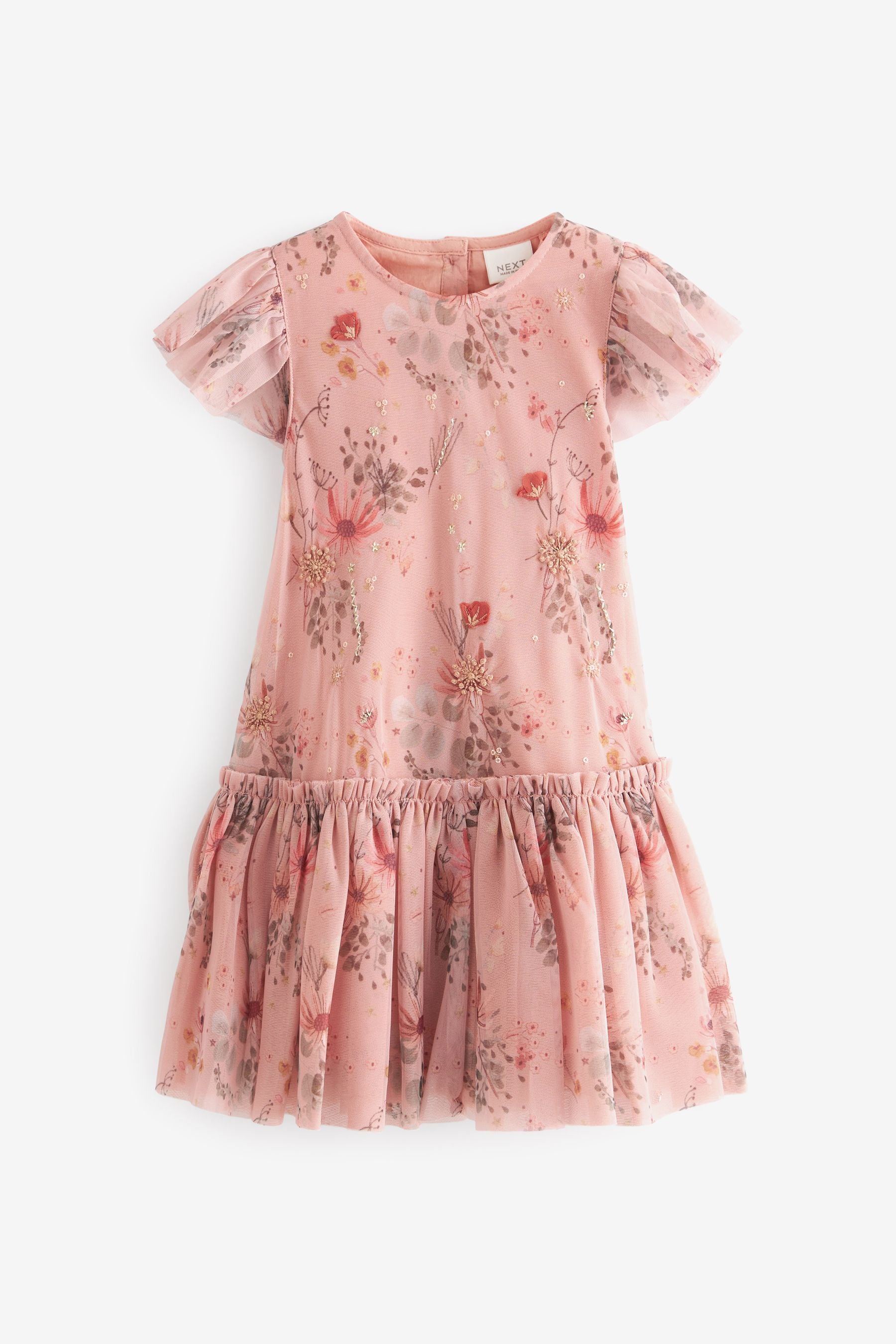 Pink Sequin Embellished Mesh Party Dress (3mths-7yrs)