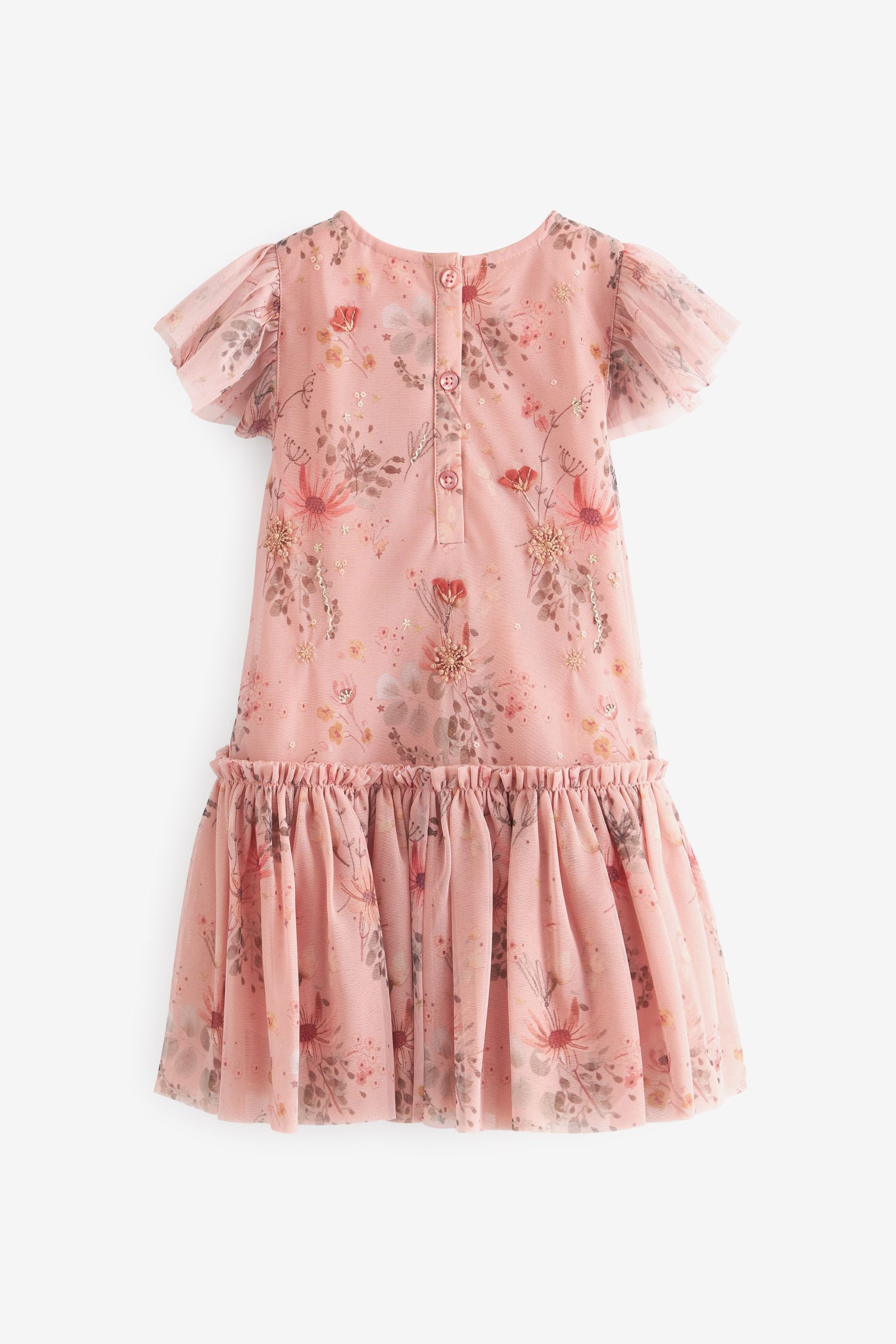 Pink Sequin Embellished Mesh Party Dress (3mths-7yrs)