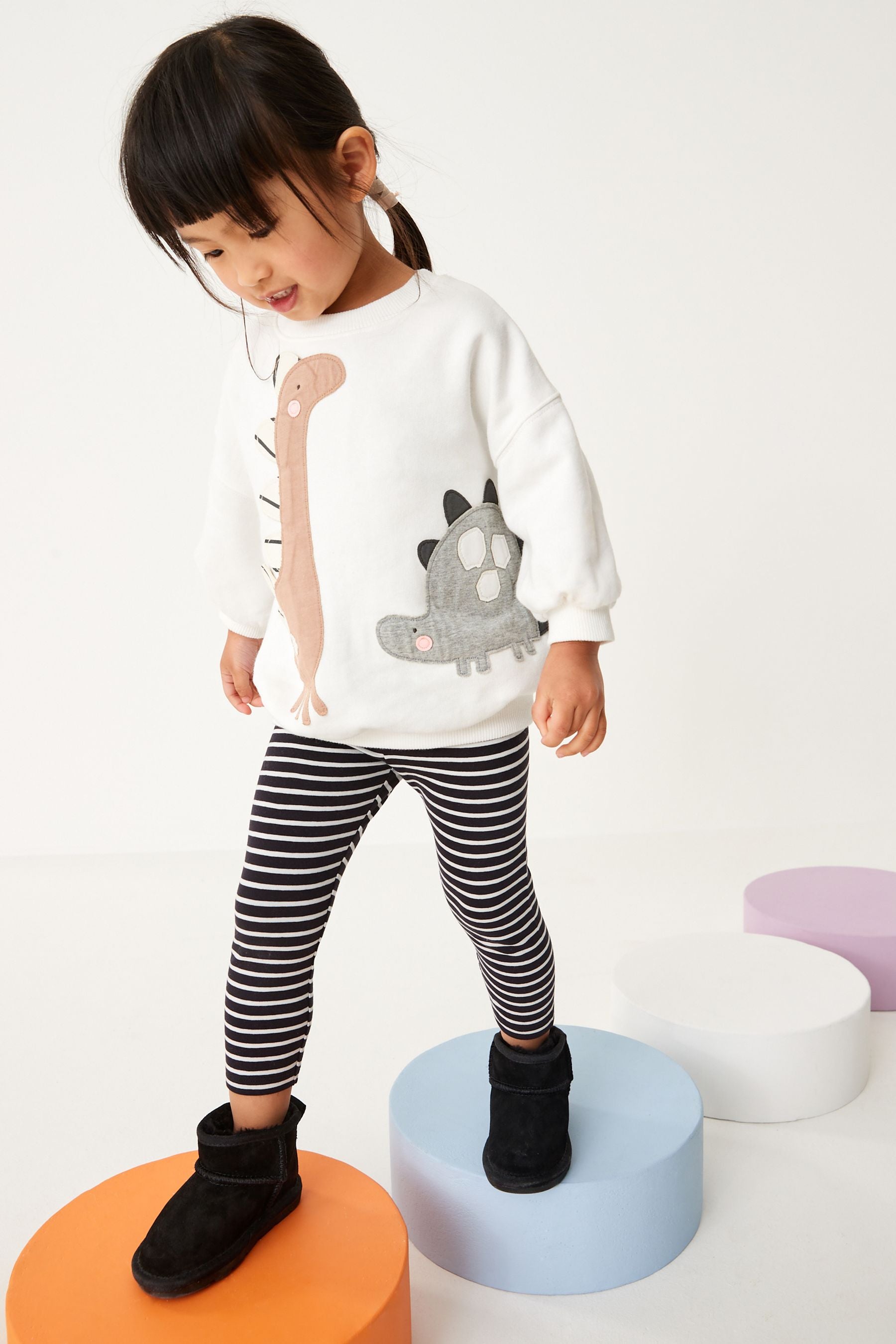 Monochrome Dinosaur Character Sweat and Leggings Set (3mths-7yrs)